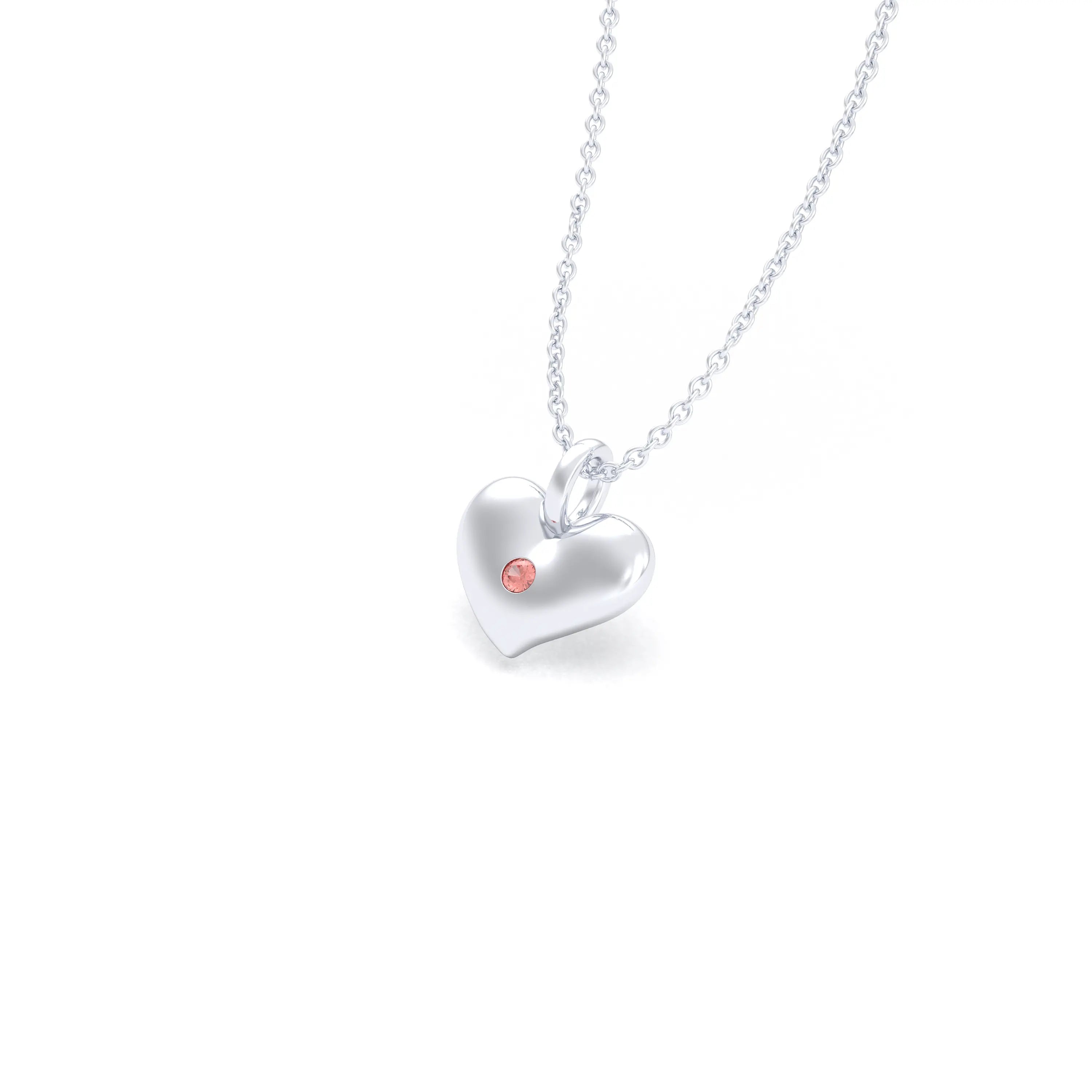 Collier Cœur Volupté en Argent 950 & Pierre au Choix - L'Écrin de vos Émotions Saphir pêche