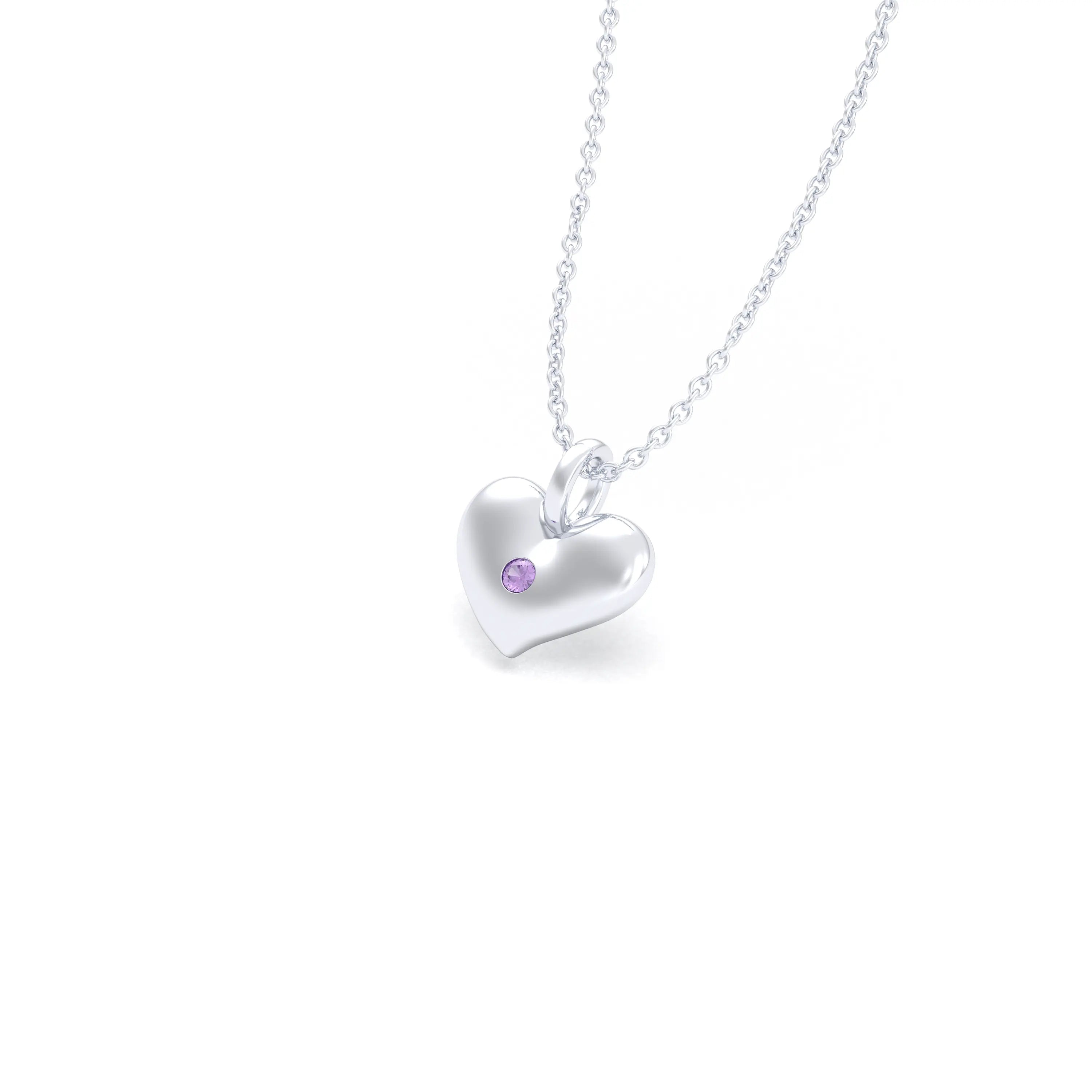 Collier Cœur Volupté en Argent 950 & Pierre au Choix - L'Écrin de vos Émotions Saphir violet