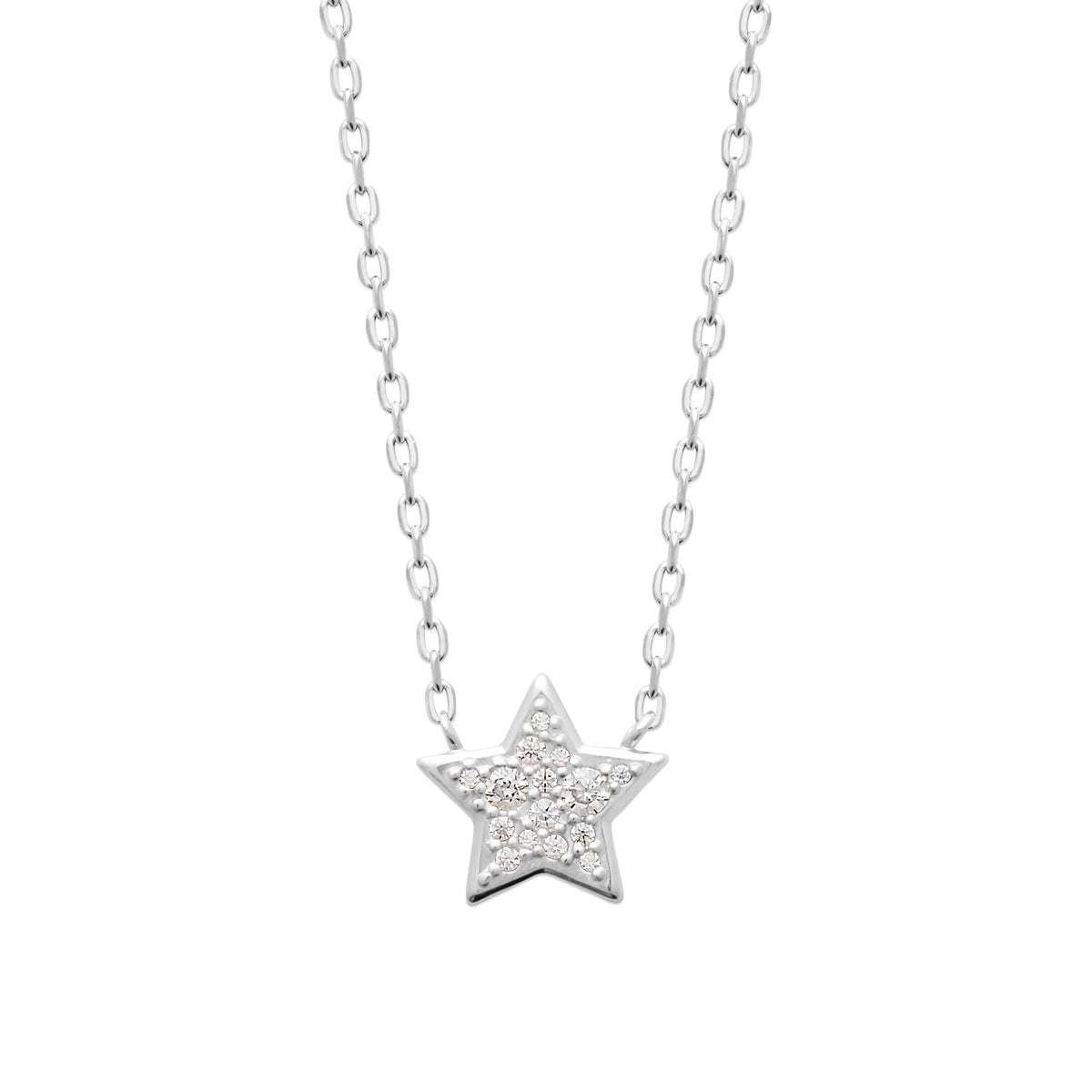 Collier étoile bombée à cinq branches et zircons en argent 925