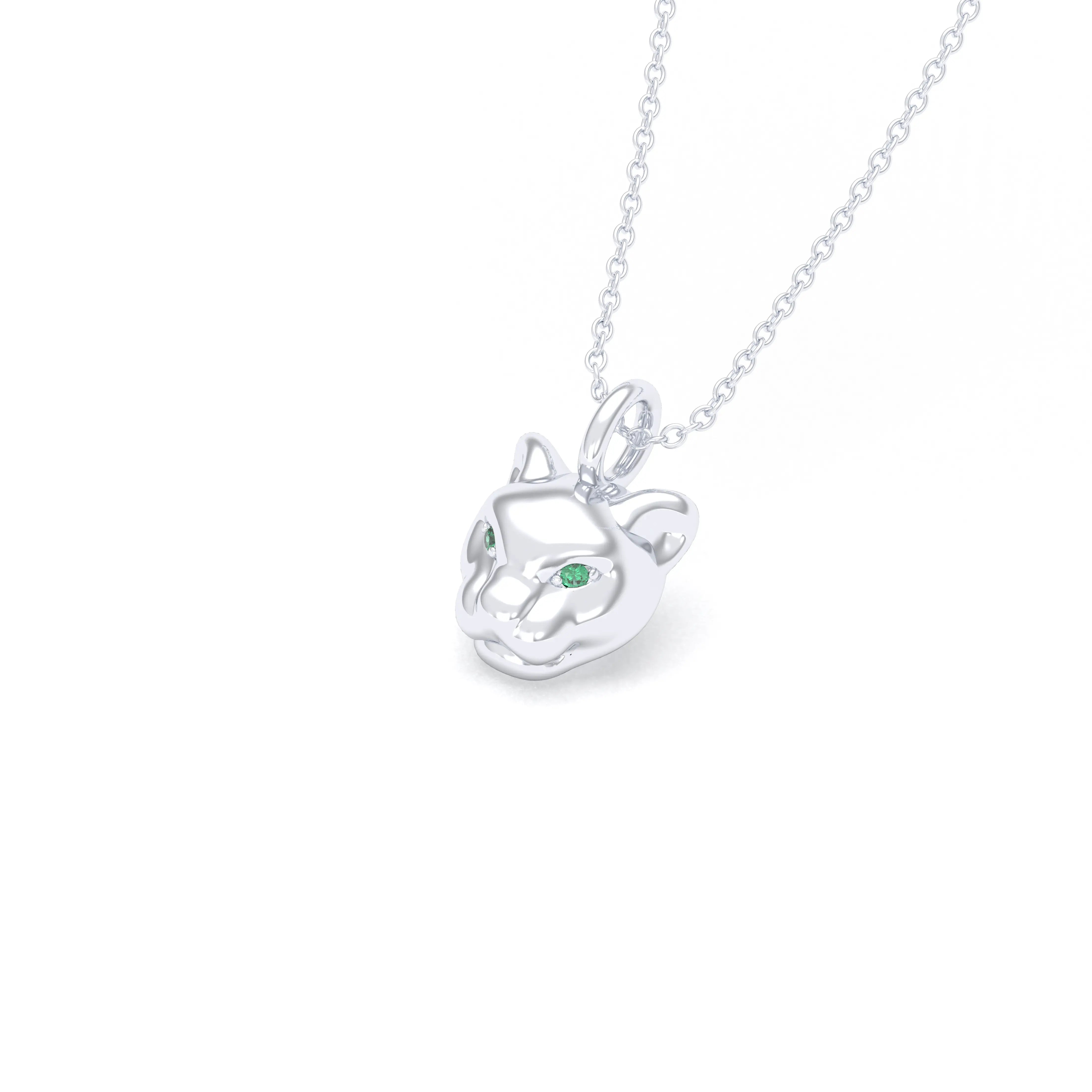 Collier Féline en Argent 950 et Pierres Précieuses Emeraude