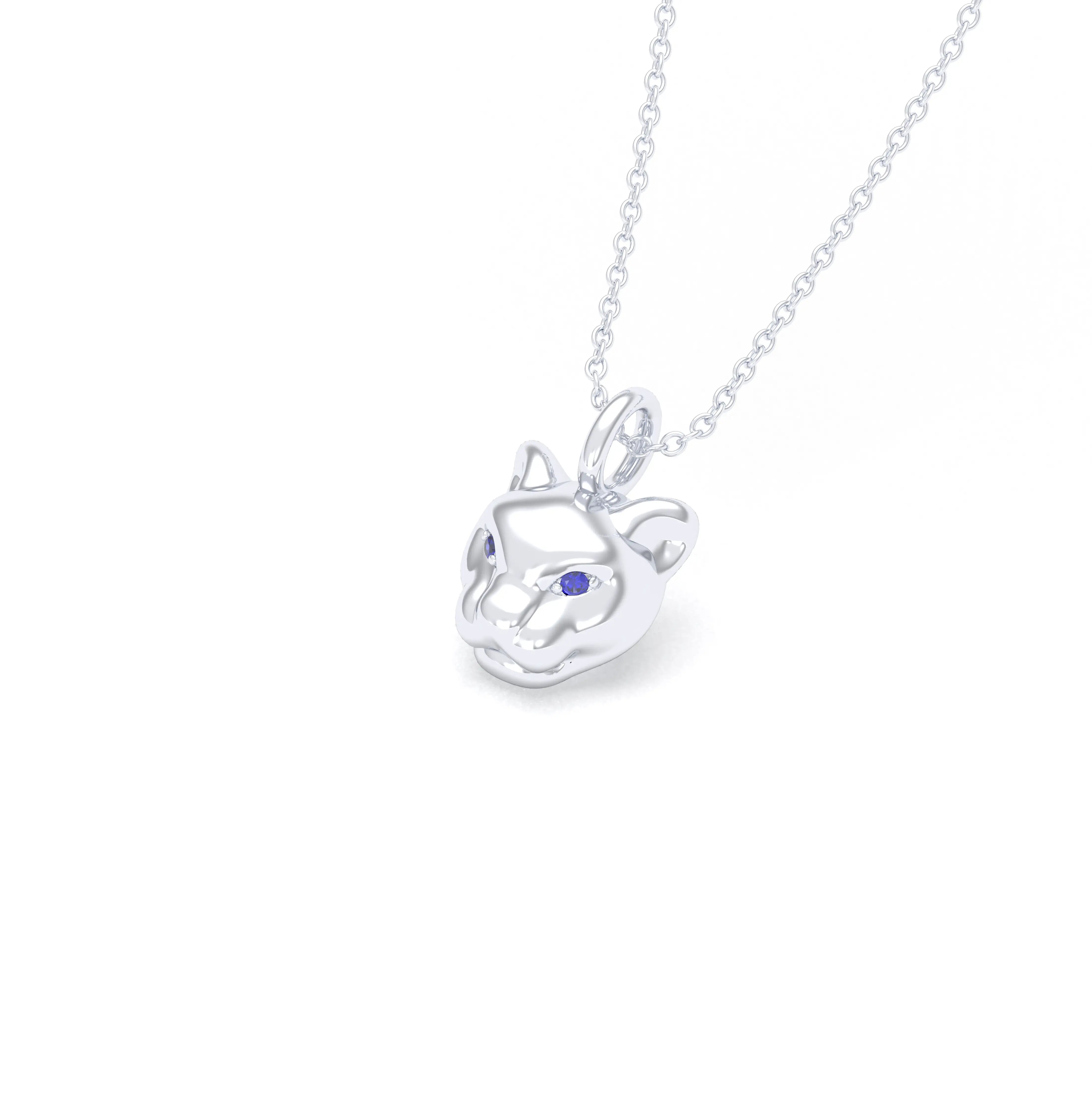 Collier Féline en Argent 950 et Pierres Précieuses Saphir bleu