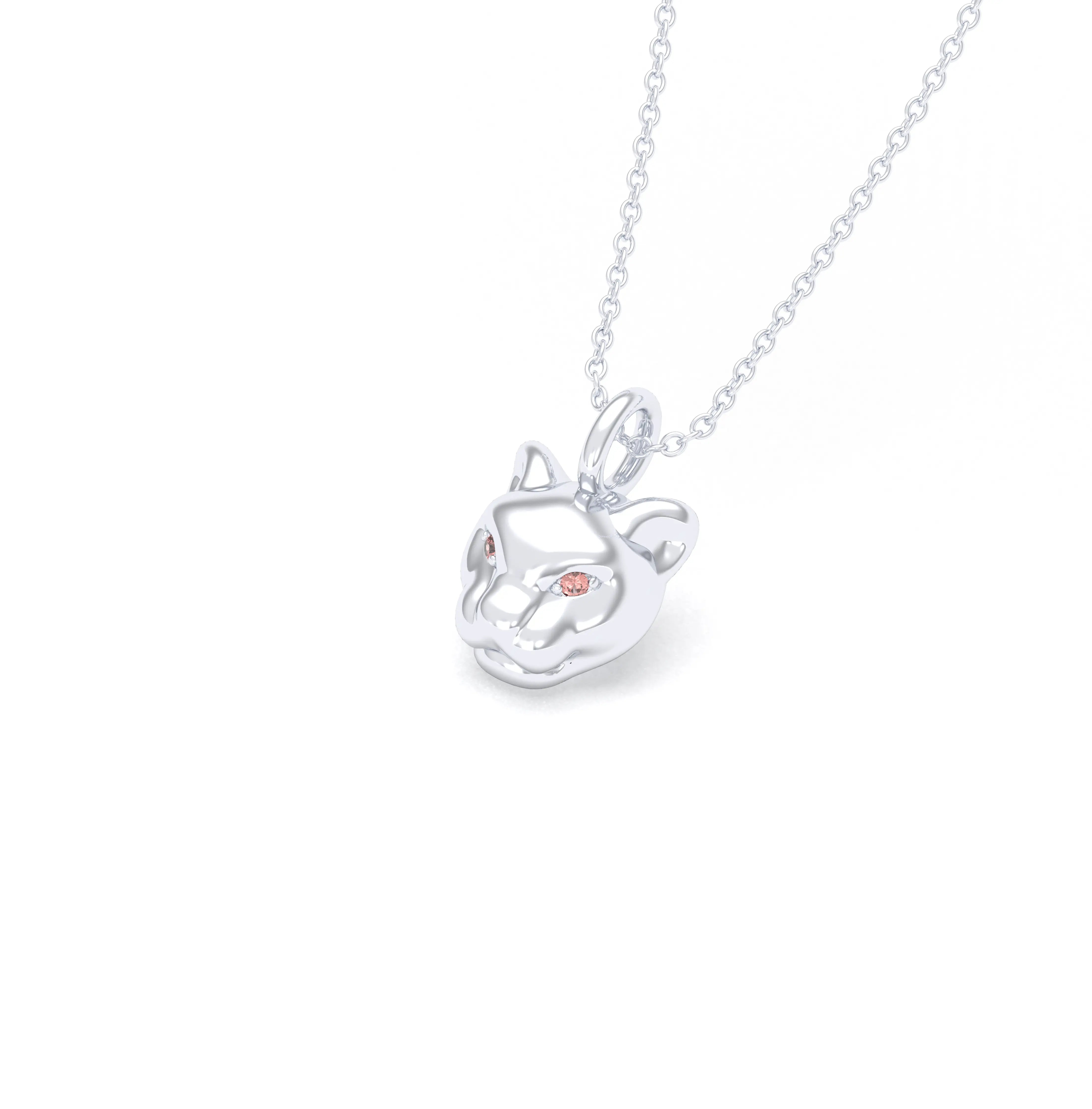 Collier Féline en Argent 950 et Pierres Précieuses Saphir pêche