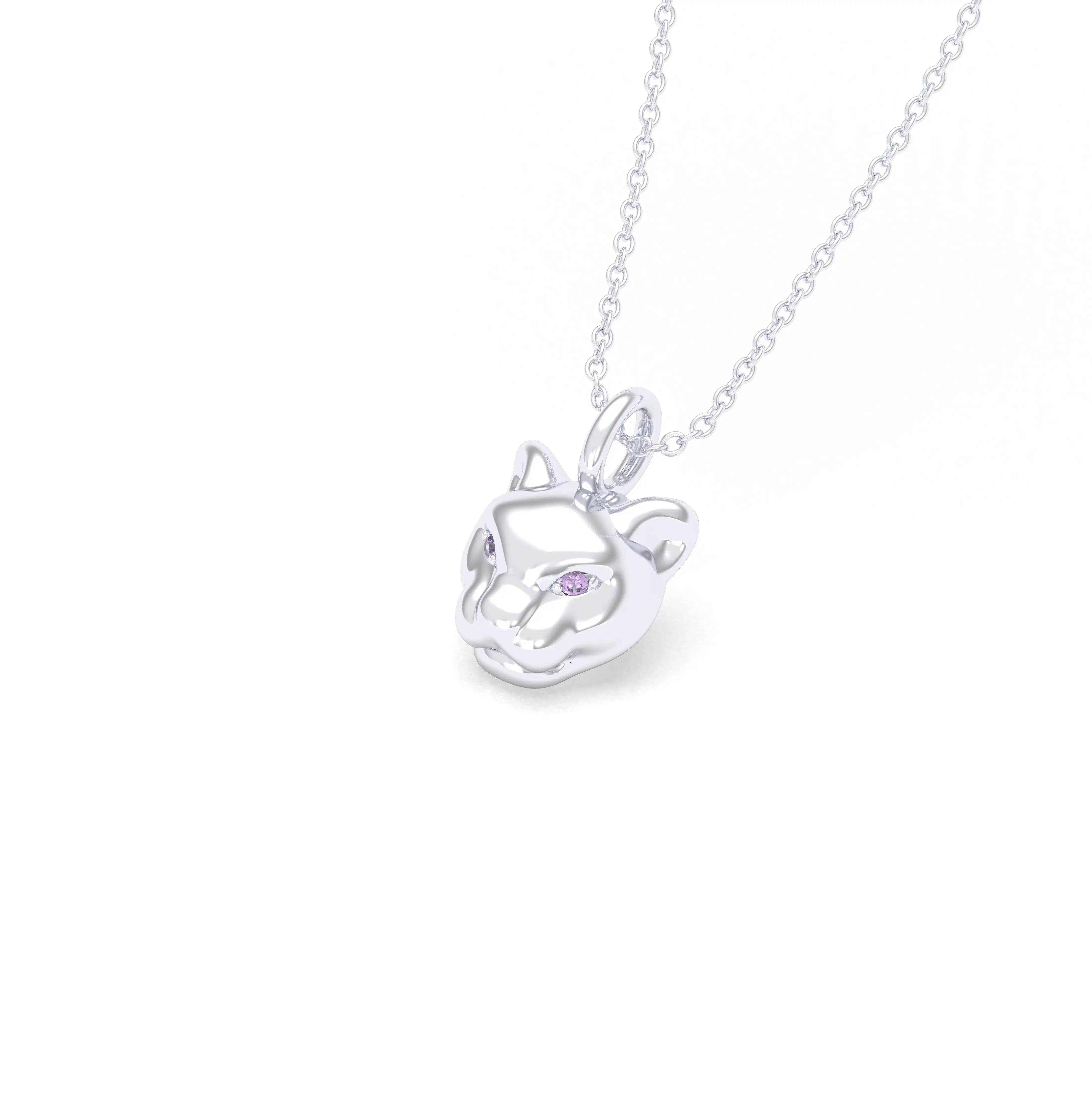 Collier Féline en Argent 950 et Pierres Précieuses Saphir violet