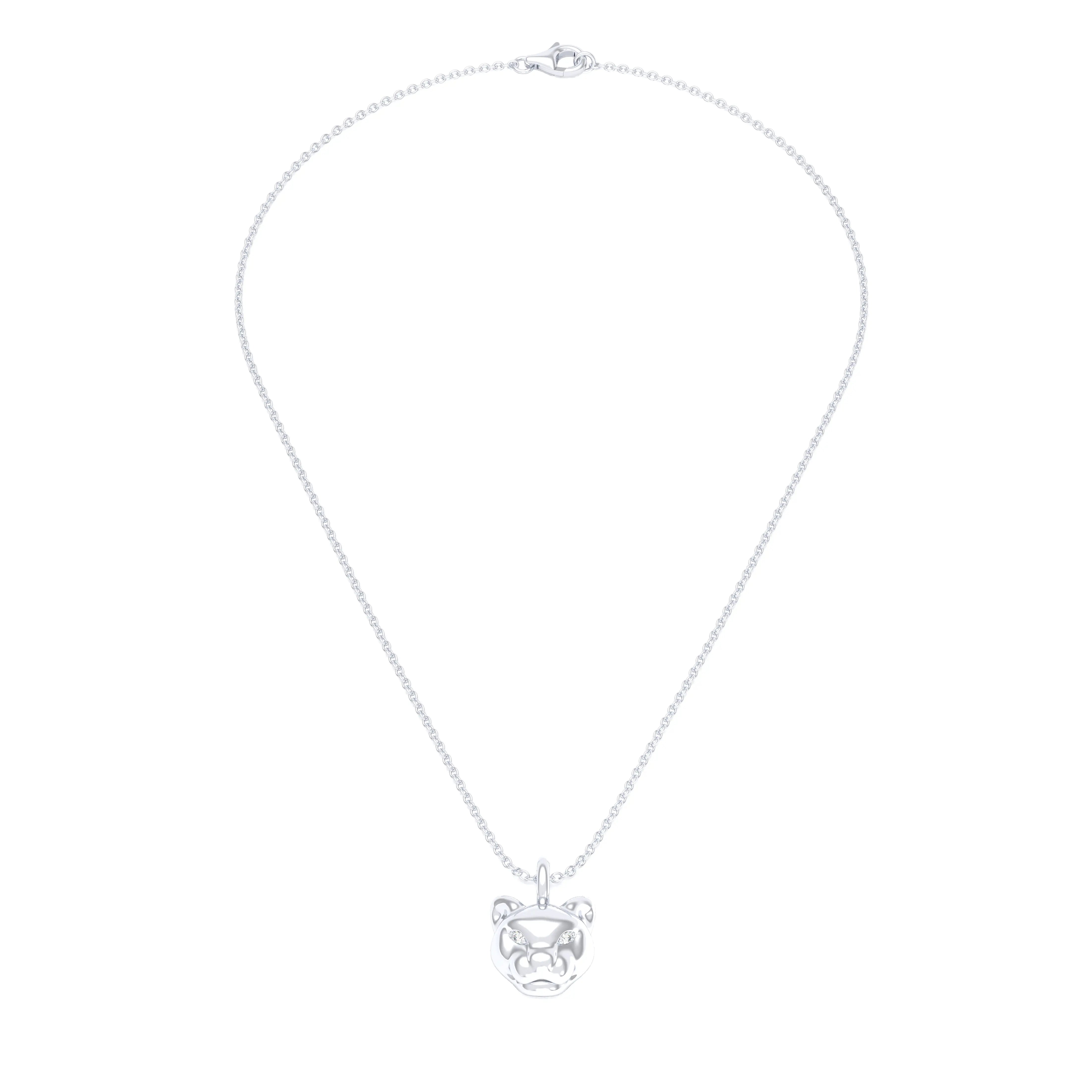 Collier Féline en Or Blanc 18k et Pierres Précieuses