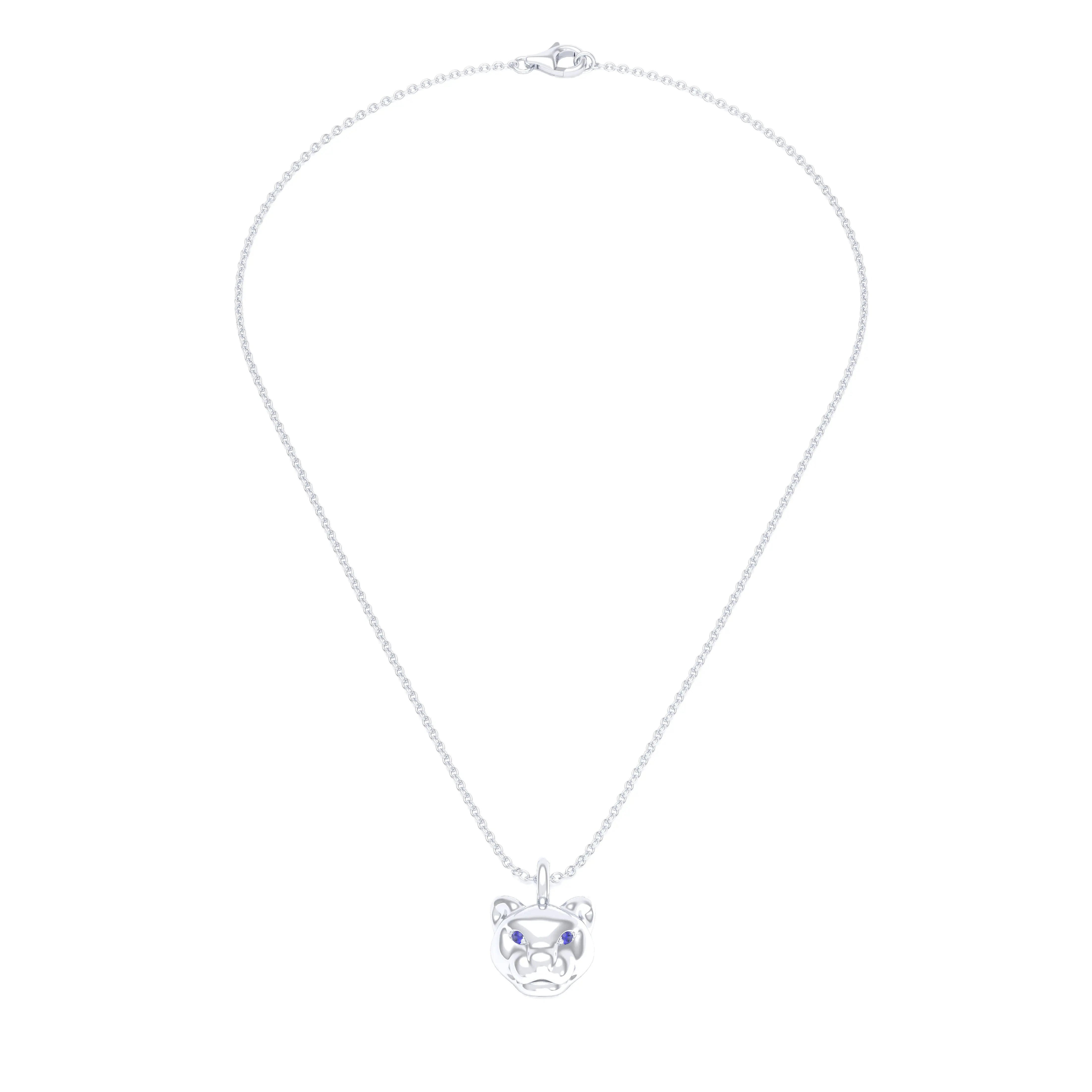 Collier Féline en Or Blanc 18k et Pierres Précieuses