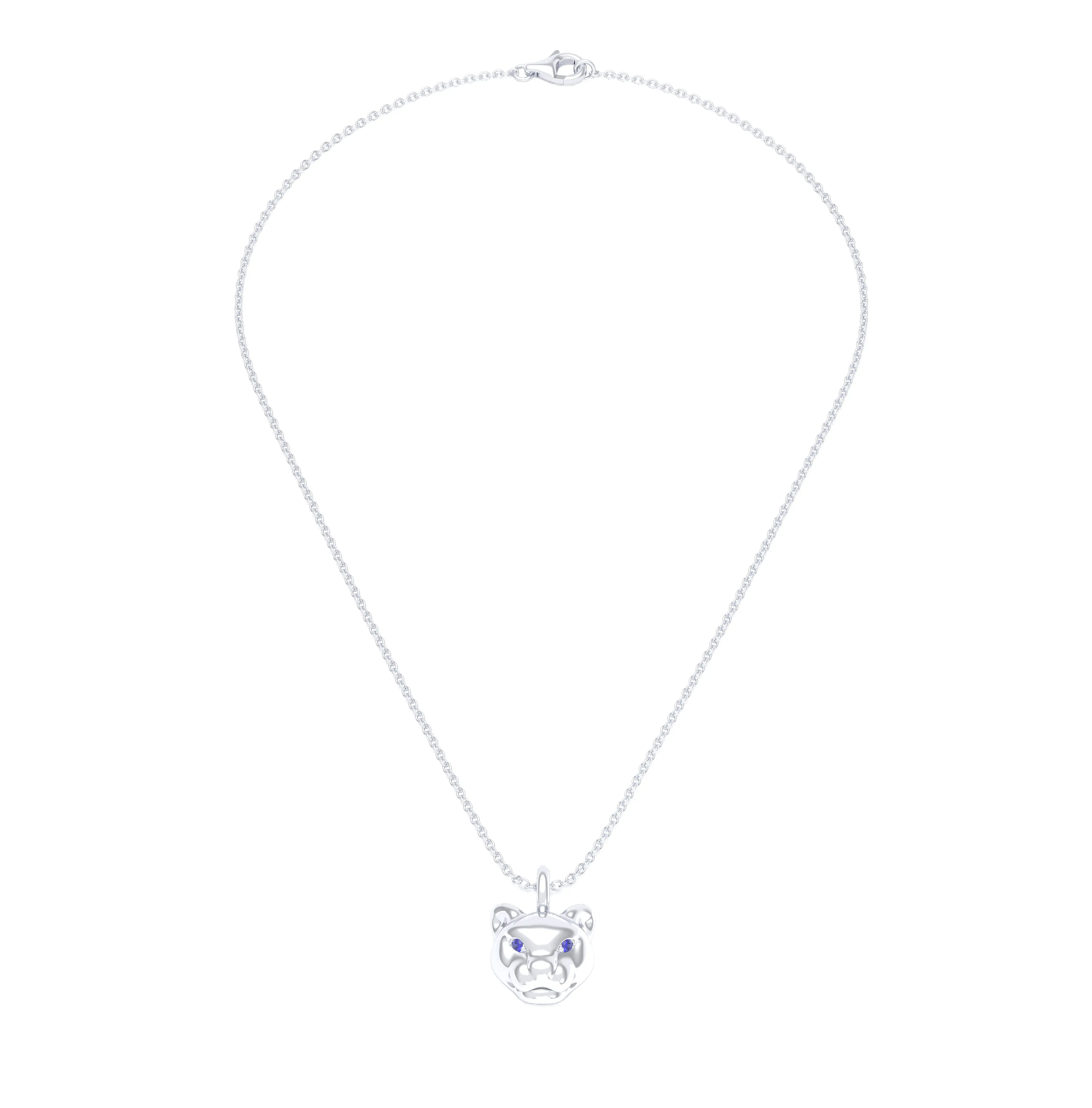 Collier Féline en Or Blanc 18k et Pierres Précieuses