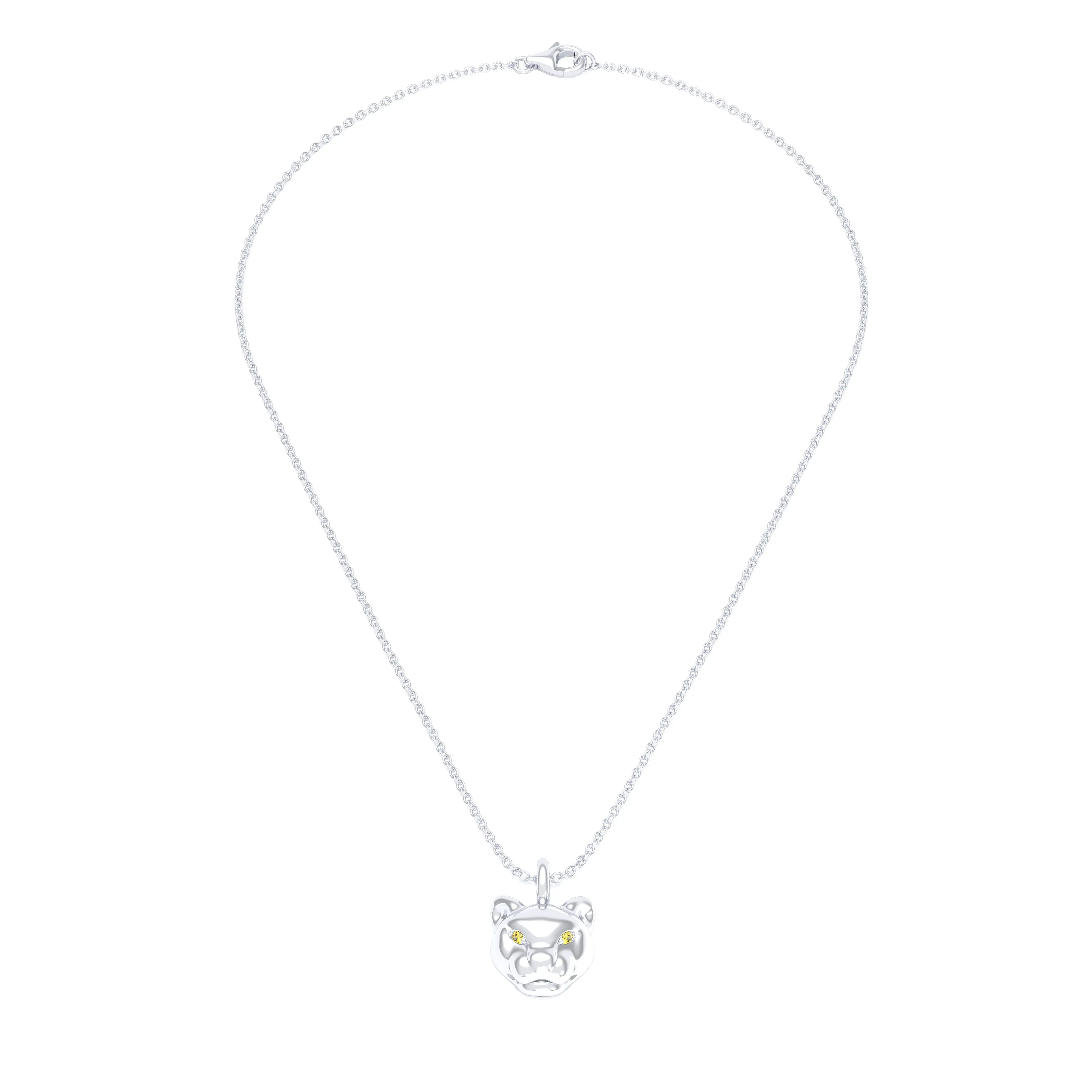 Collier Féline en Or Blanc 18k et Pierres Précieuses