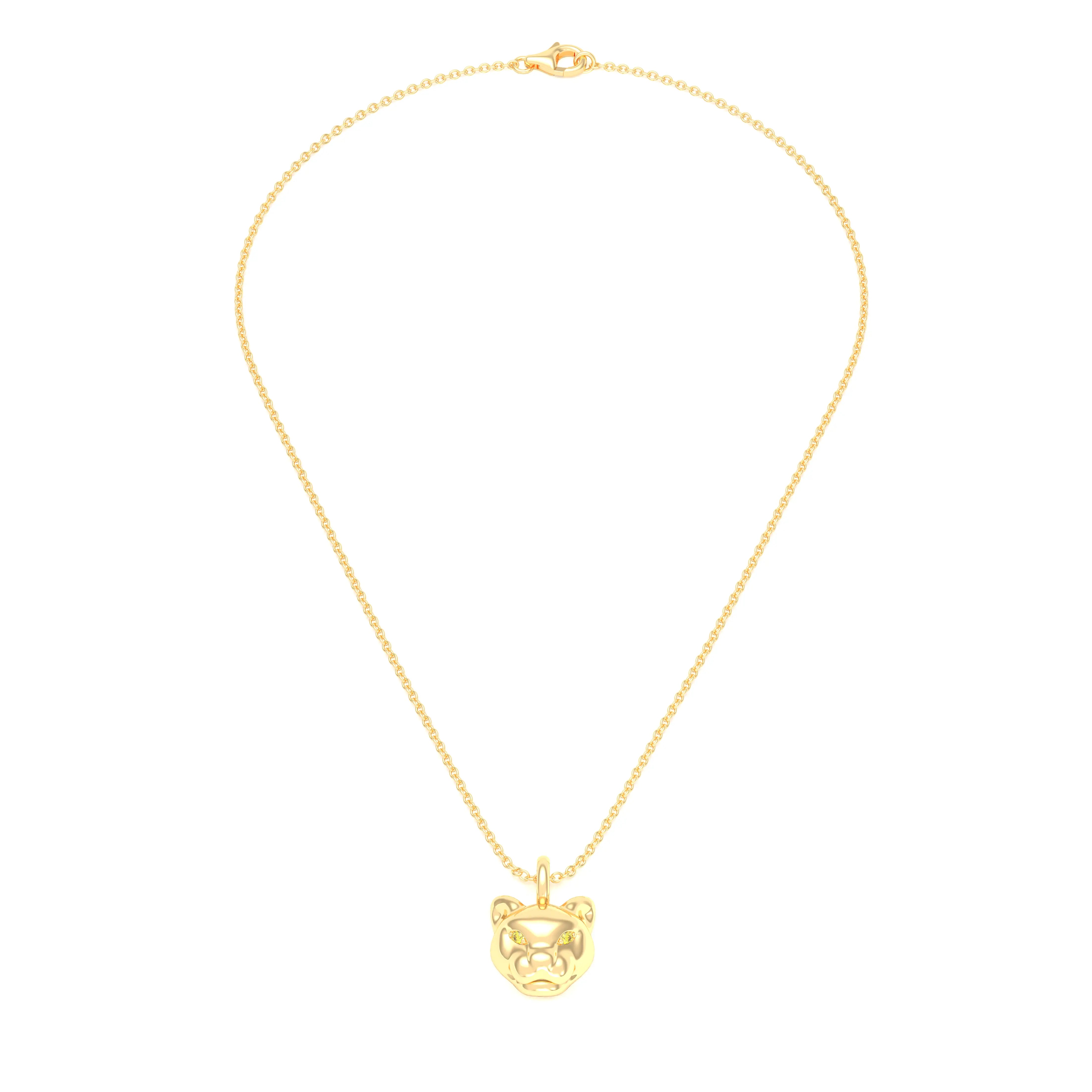 Collier Féline en Or Jaune 18k et Pierres Précieuses