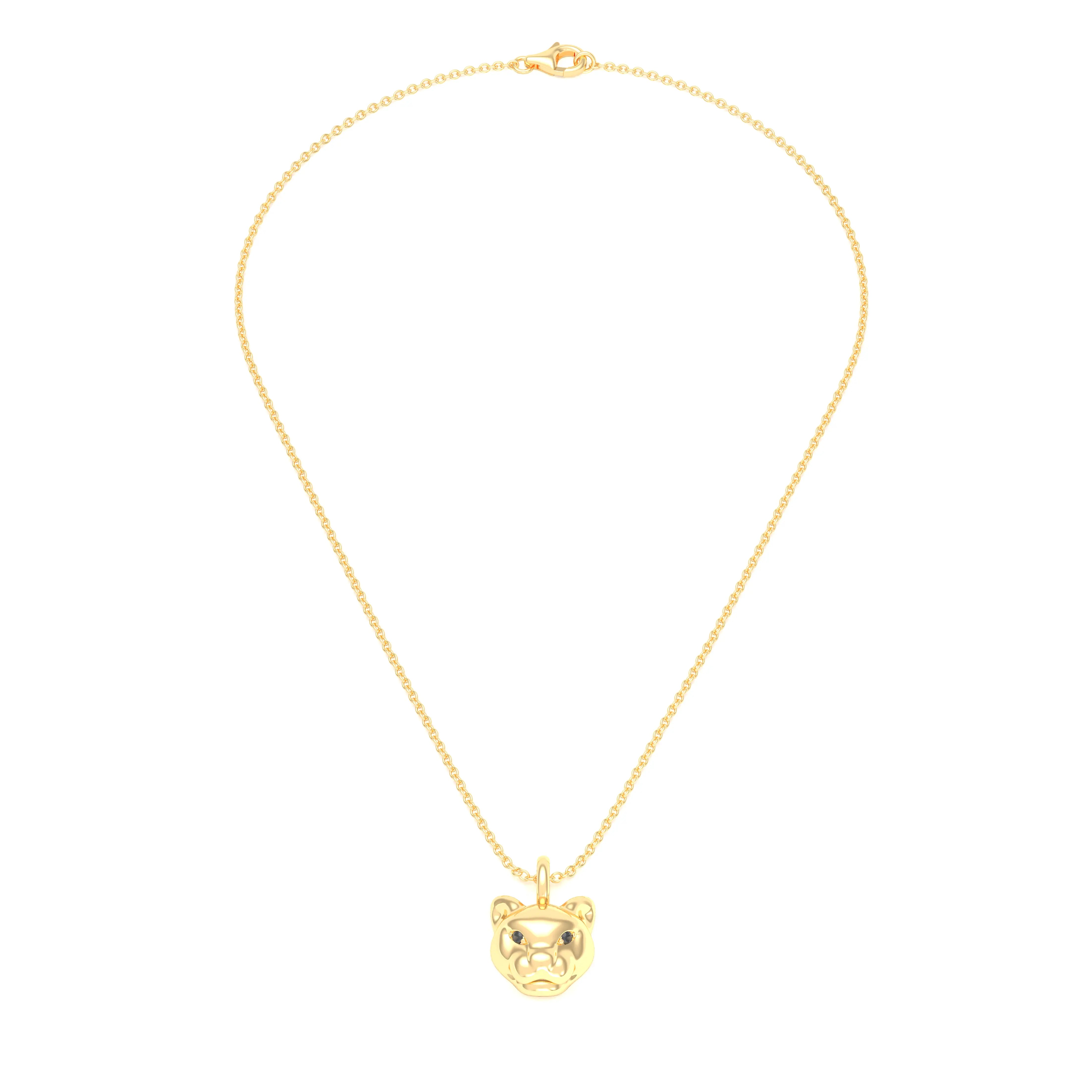 Collier Féline en Or Jaune 18k et Pierres Précieuses