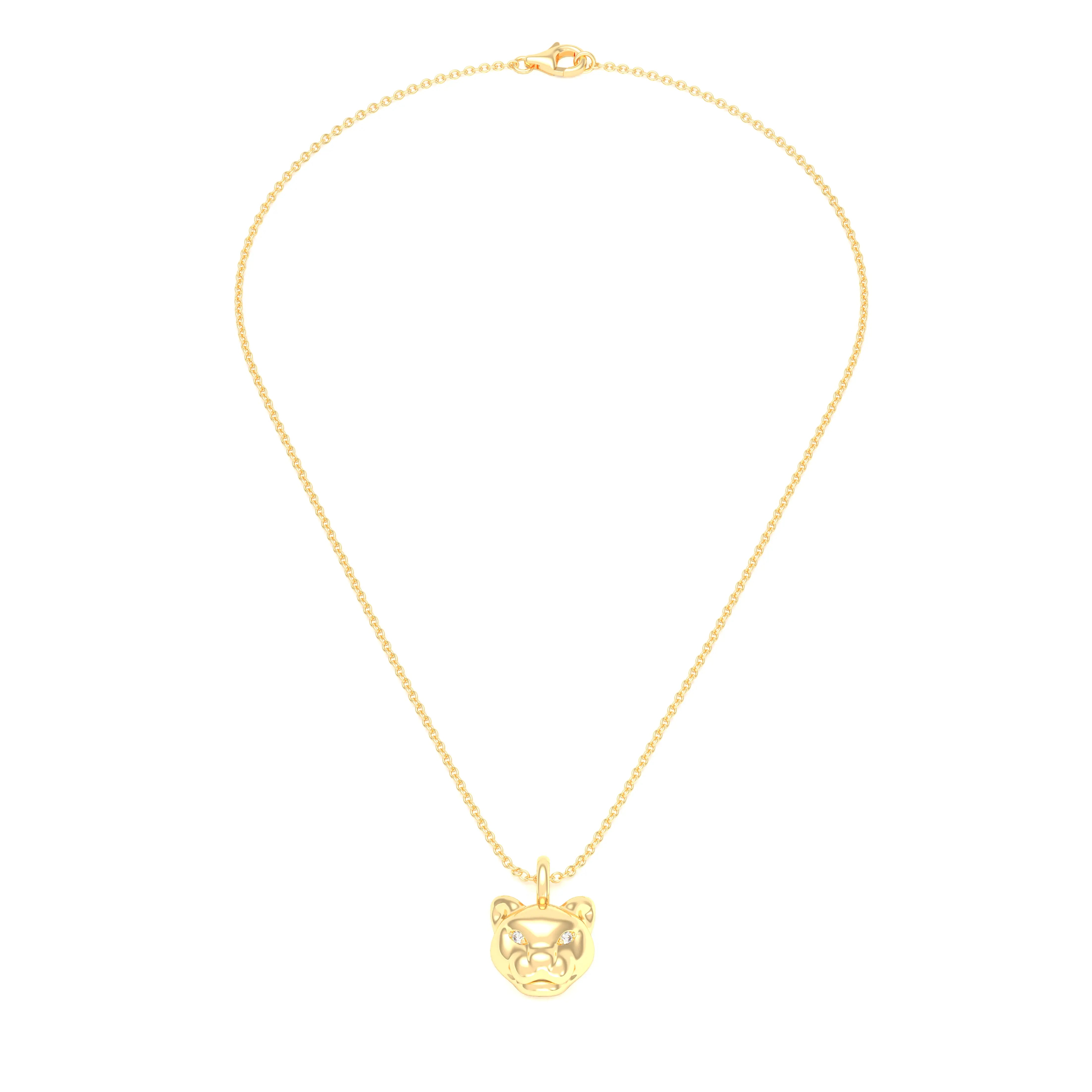 Collier Féline en Or Jaune 18k et Pierres Précieuses