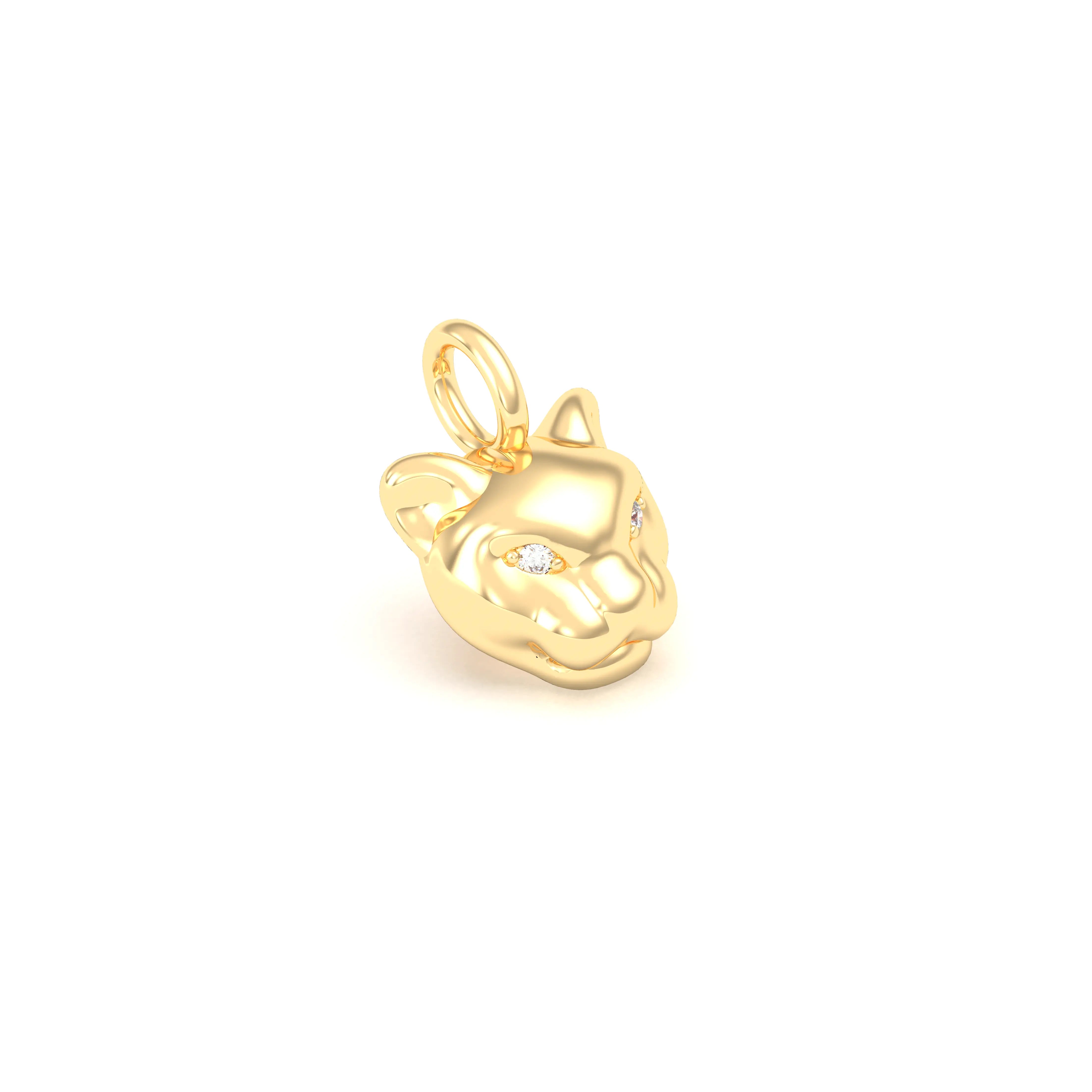 Collier Féline en Or Jaune 18k et Pierres Précieuses Diamant Pendentif seul