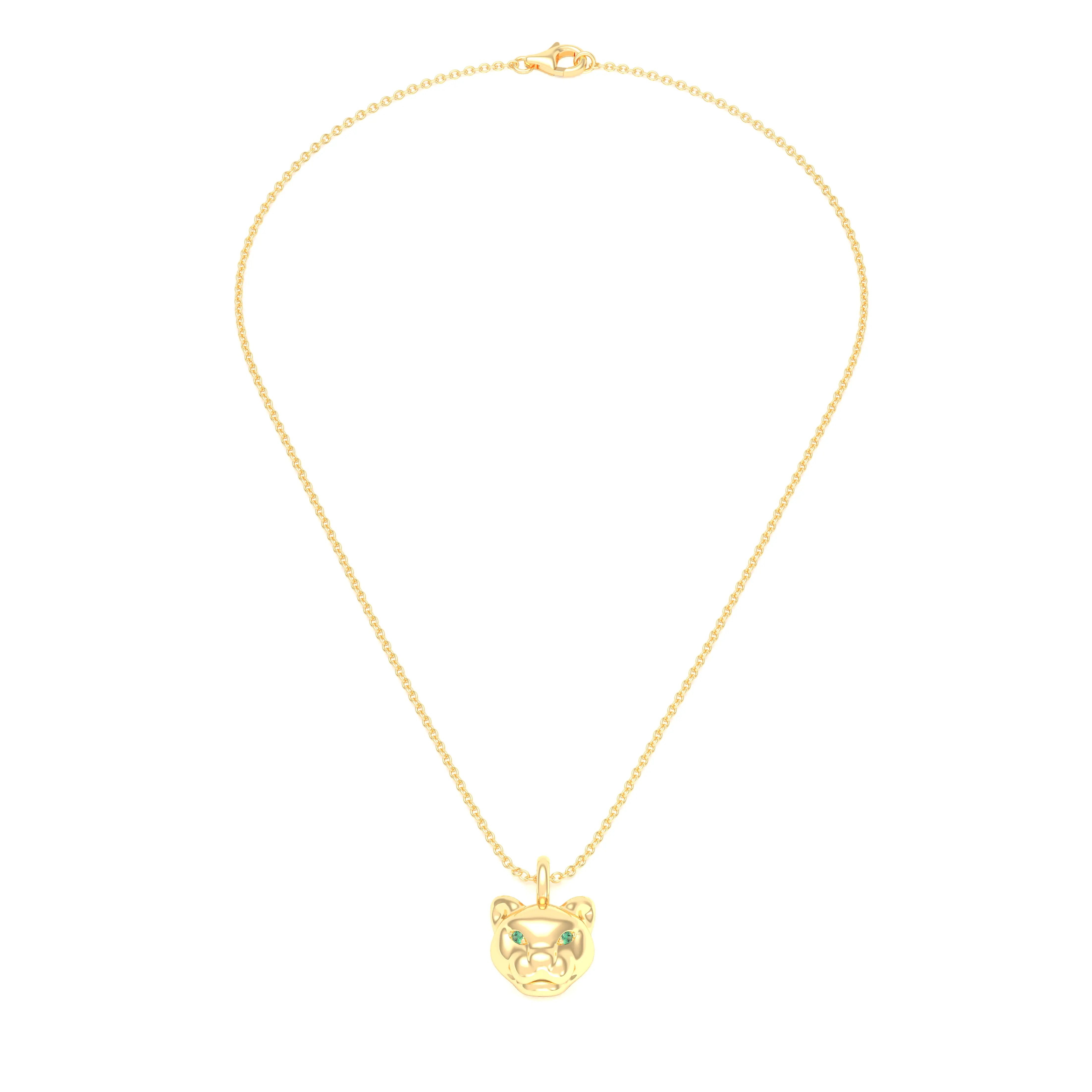Collier Féline en Or Jaune 18k et Pierres Précieuses