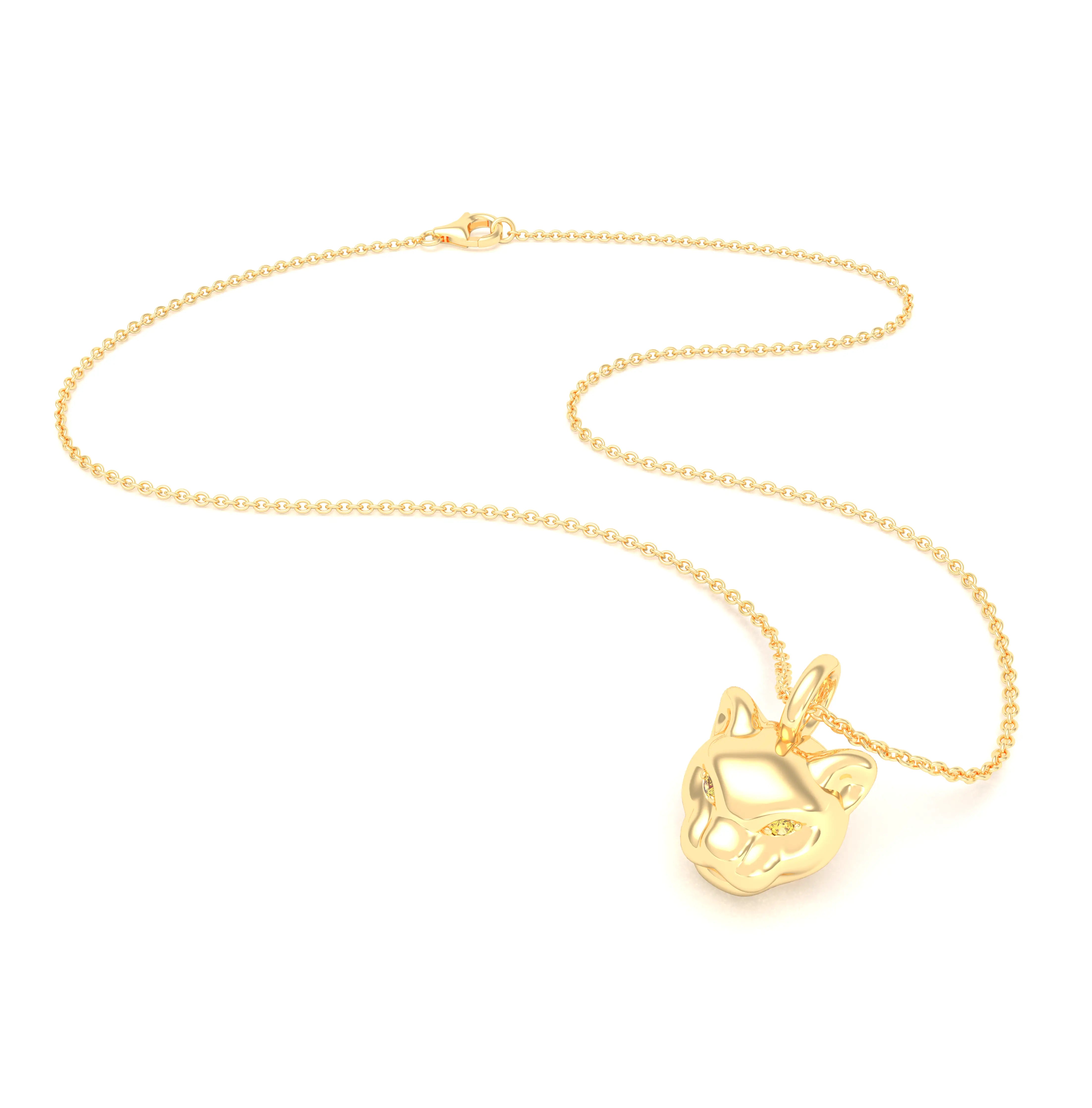 Collier Féline en Or Jaune 18k et Pierres Précieuses