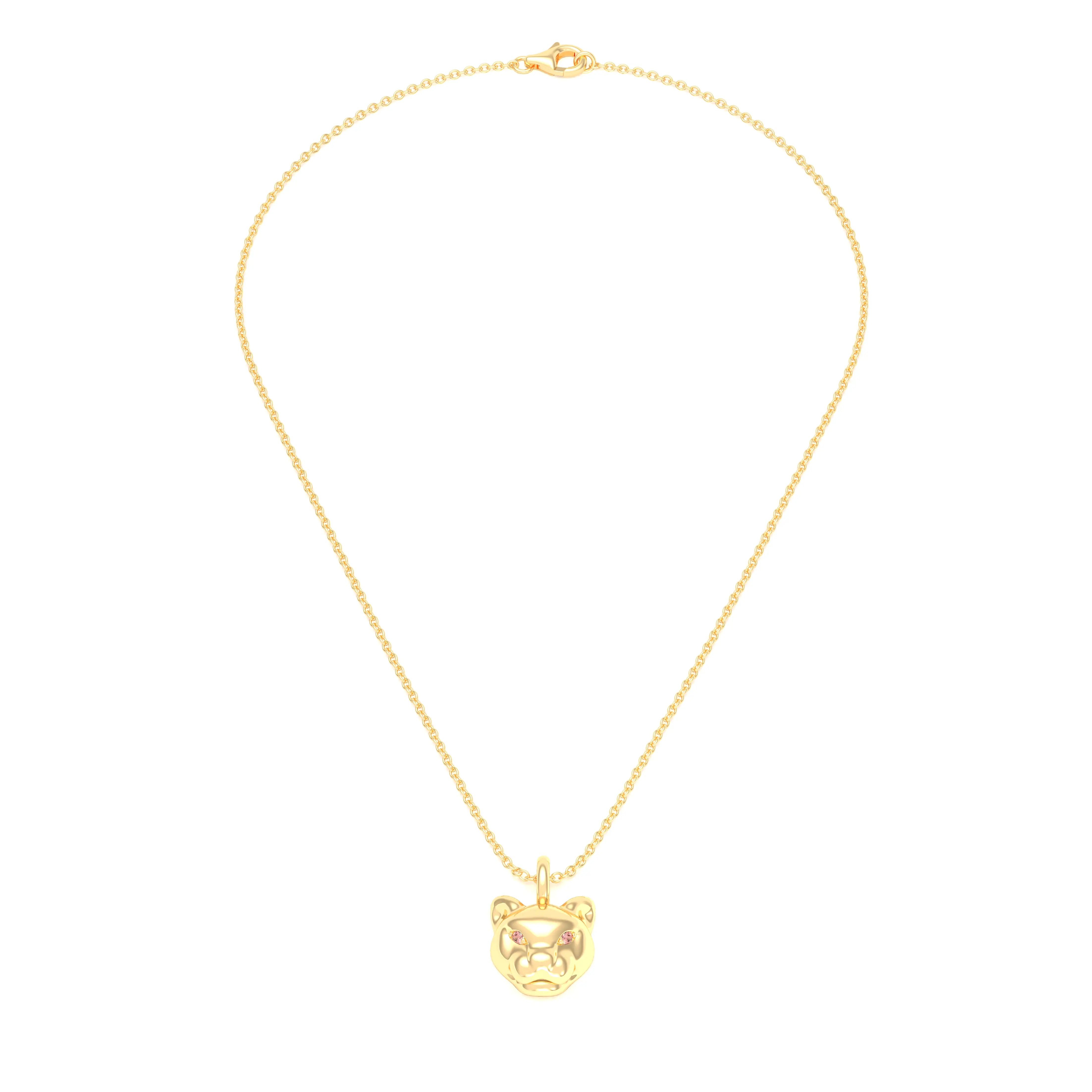 Collier Féline en Or Jaune 18k et Pierres Précieuses