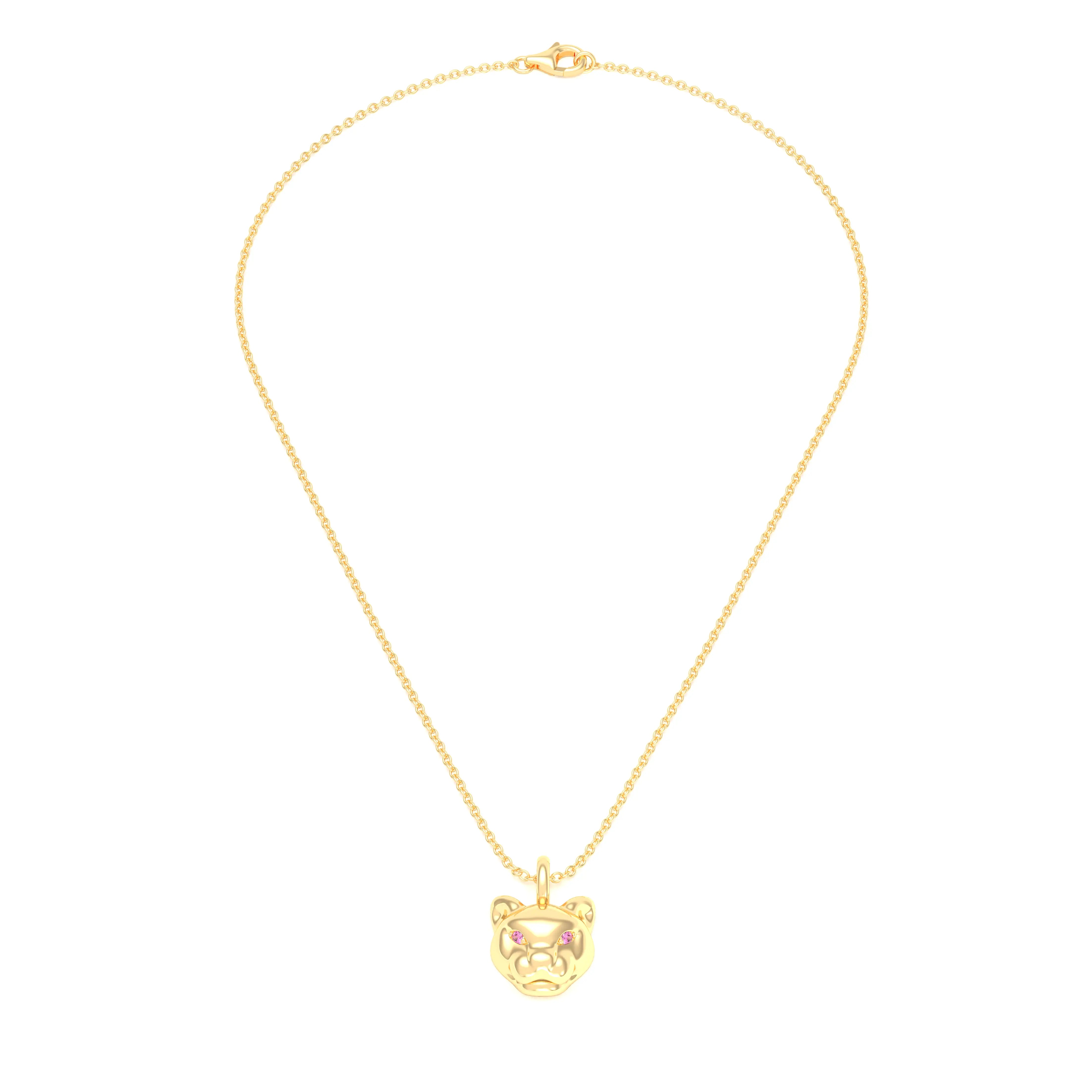 Collier Féline en Or Jaune 18k et Pierres Précieuses
