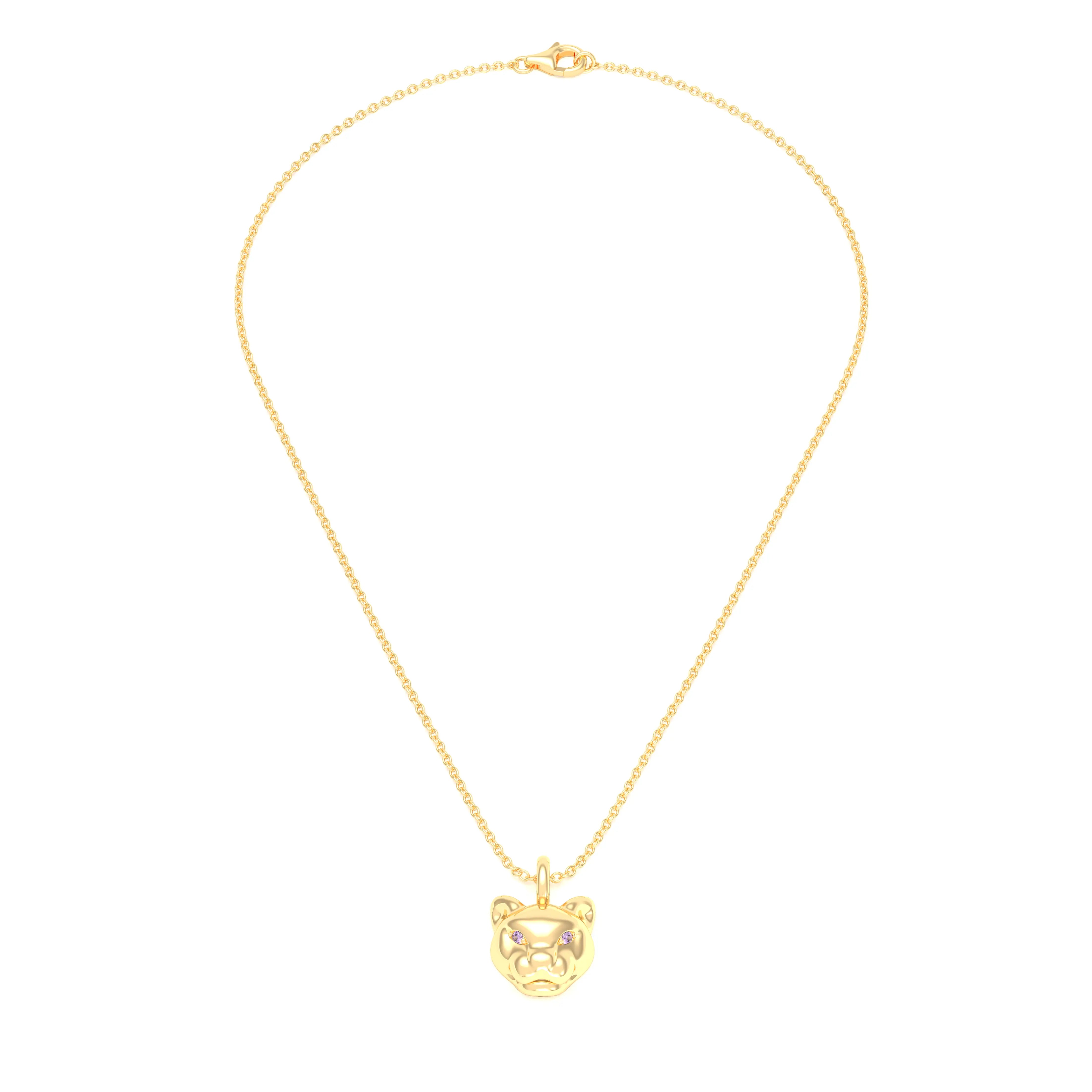 Collier Féline en Or Jaune 18k et Pierres Précieuses