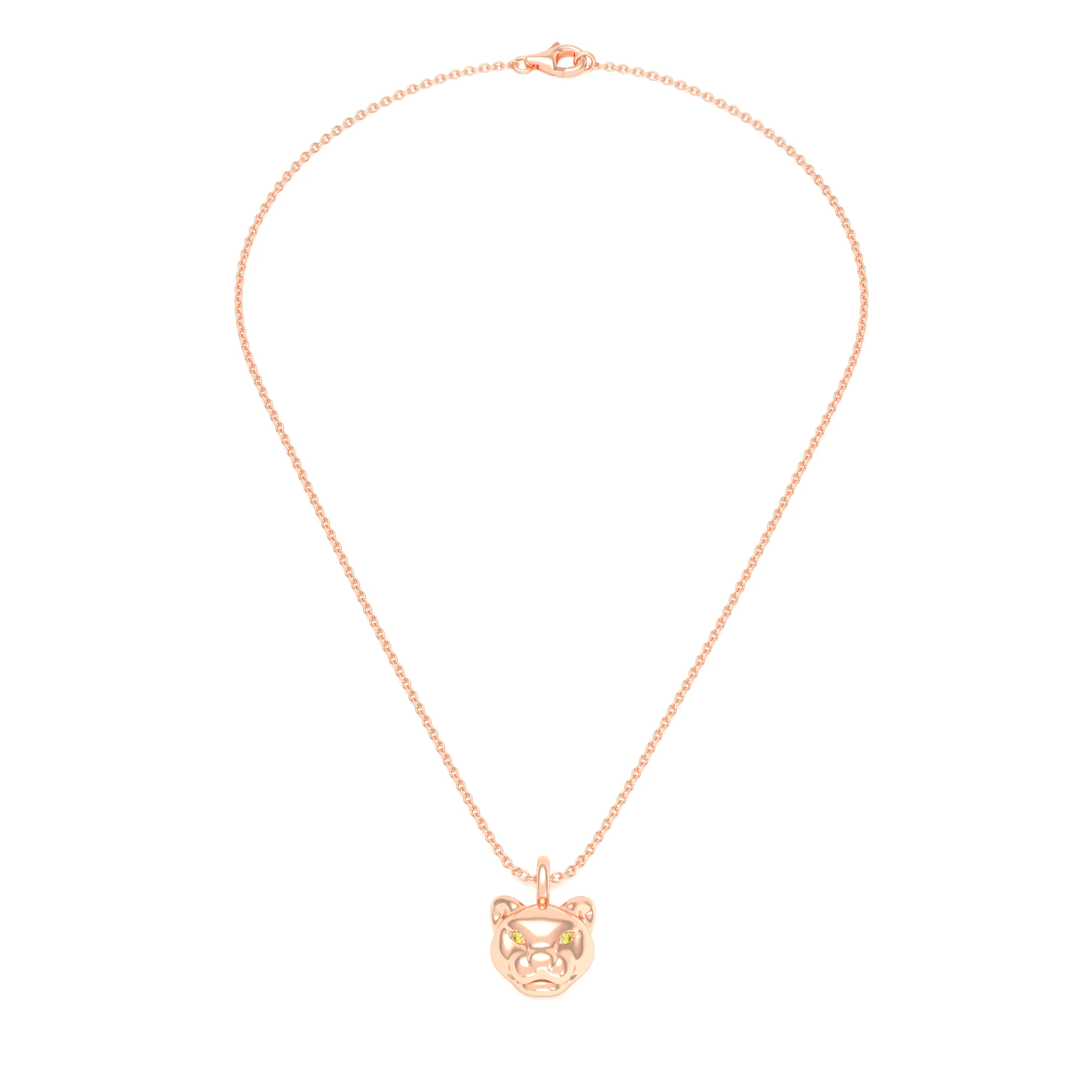 Collier Féline en Or Rose 18k et Pierres Précieuses