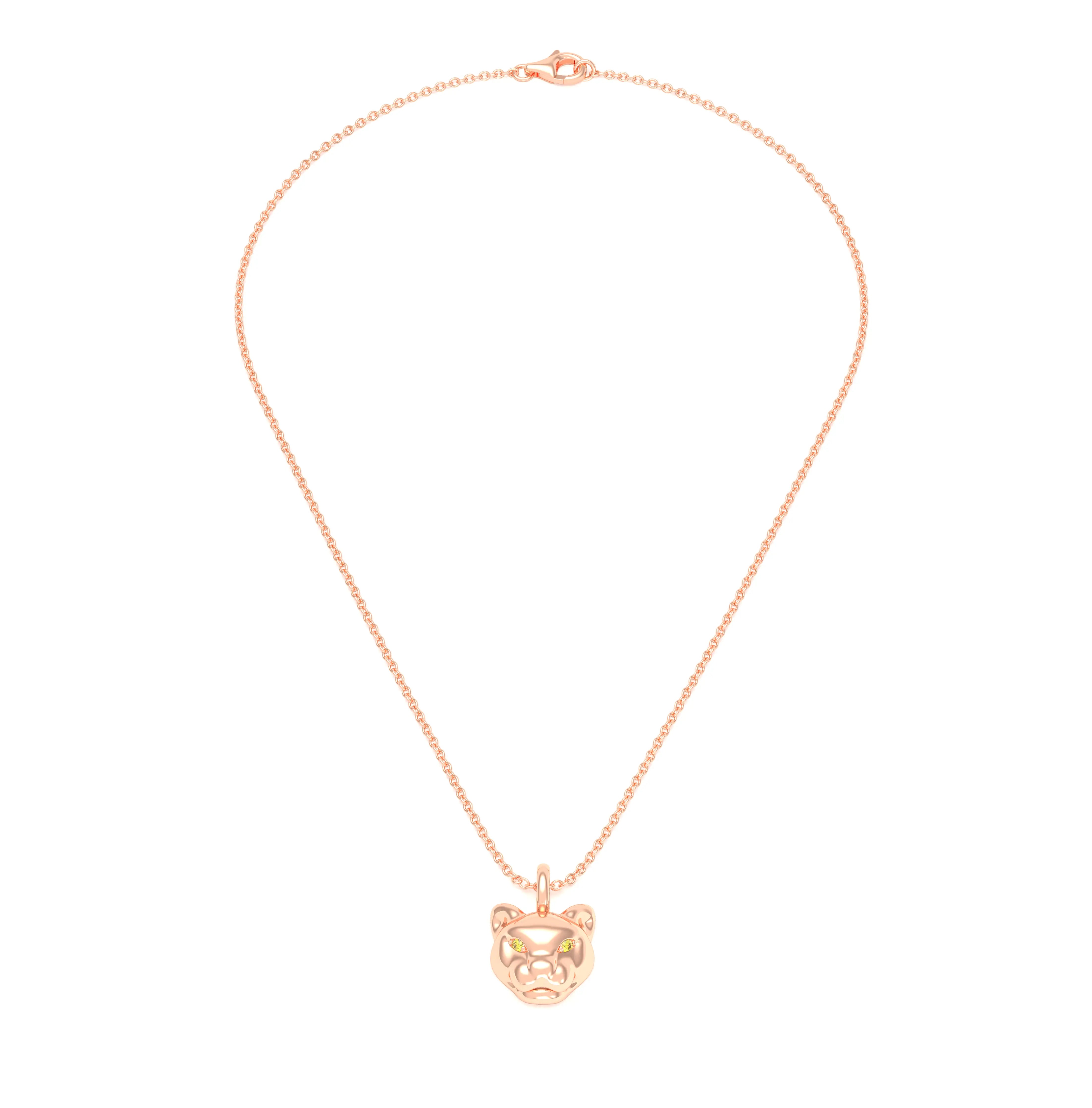 Collier Féline en Or Rose 18k et Pierres Précieuses