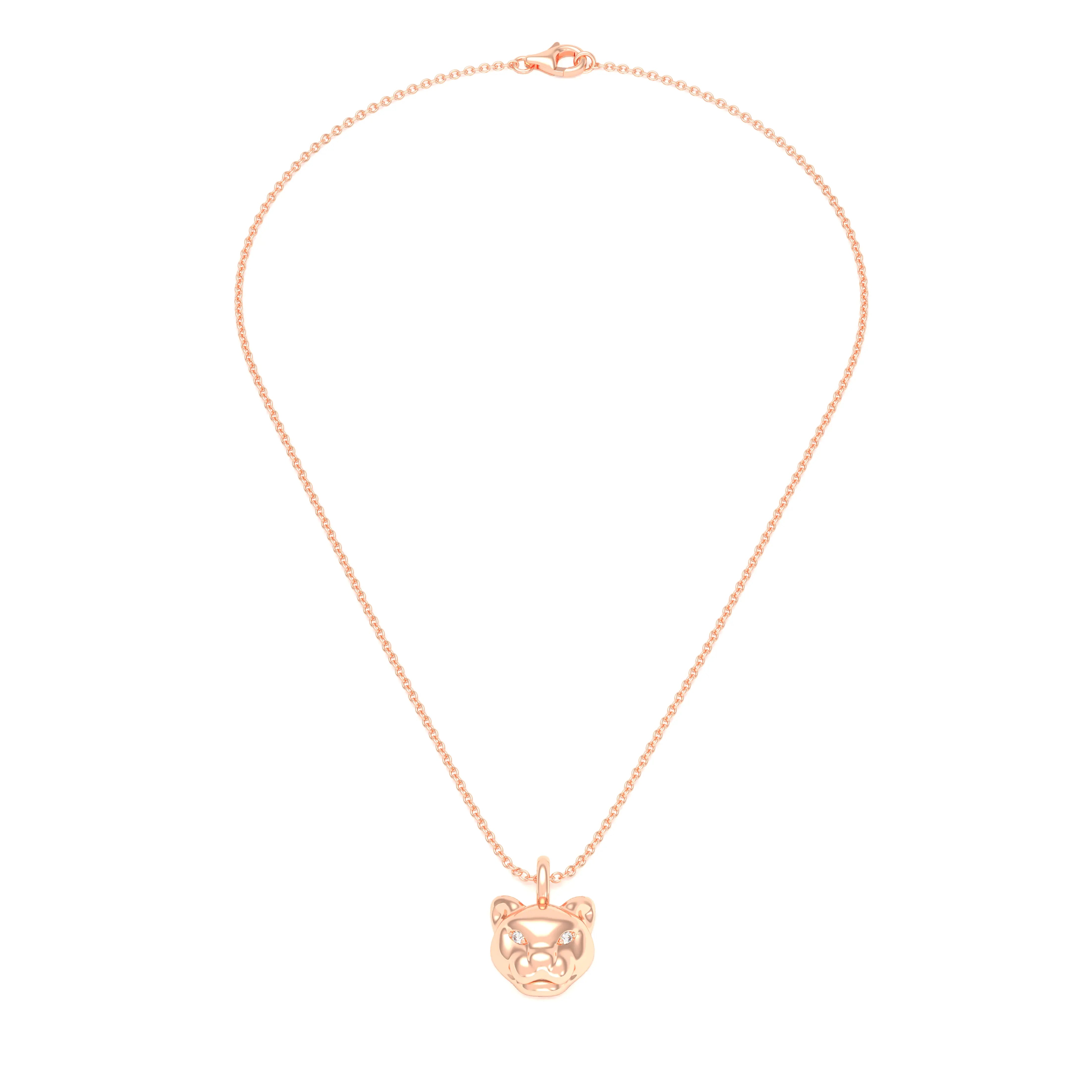 Collier Féline en Or Rose 18k et Pierres Précieuses