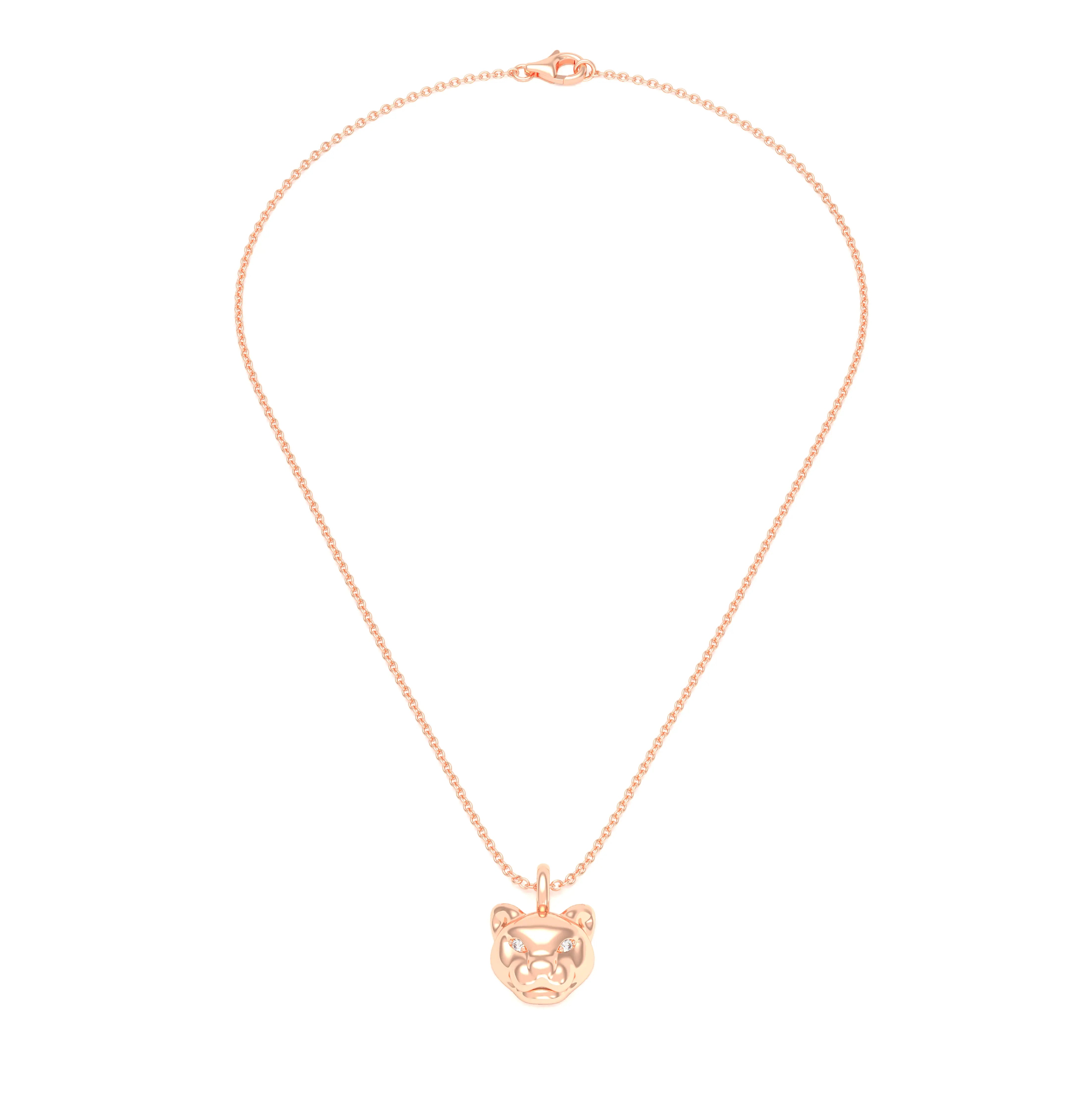 Collier Féline en Or Rose 18k et Pierres Précieuses