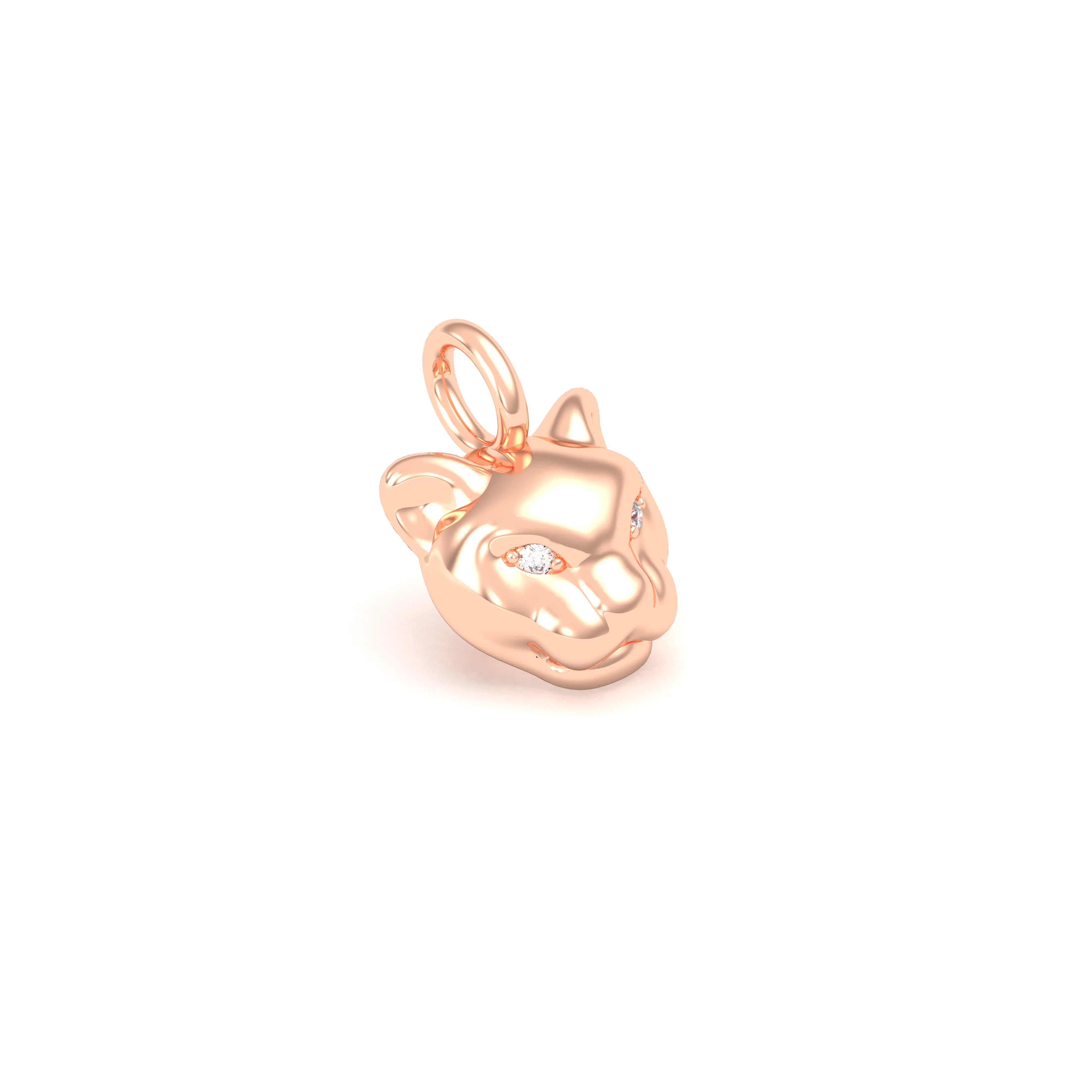 Collier Féline en Or Rose 18k et Pierres Précieuses Diamant Pendentif seul