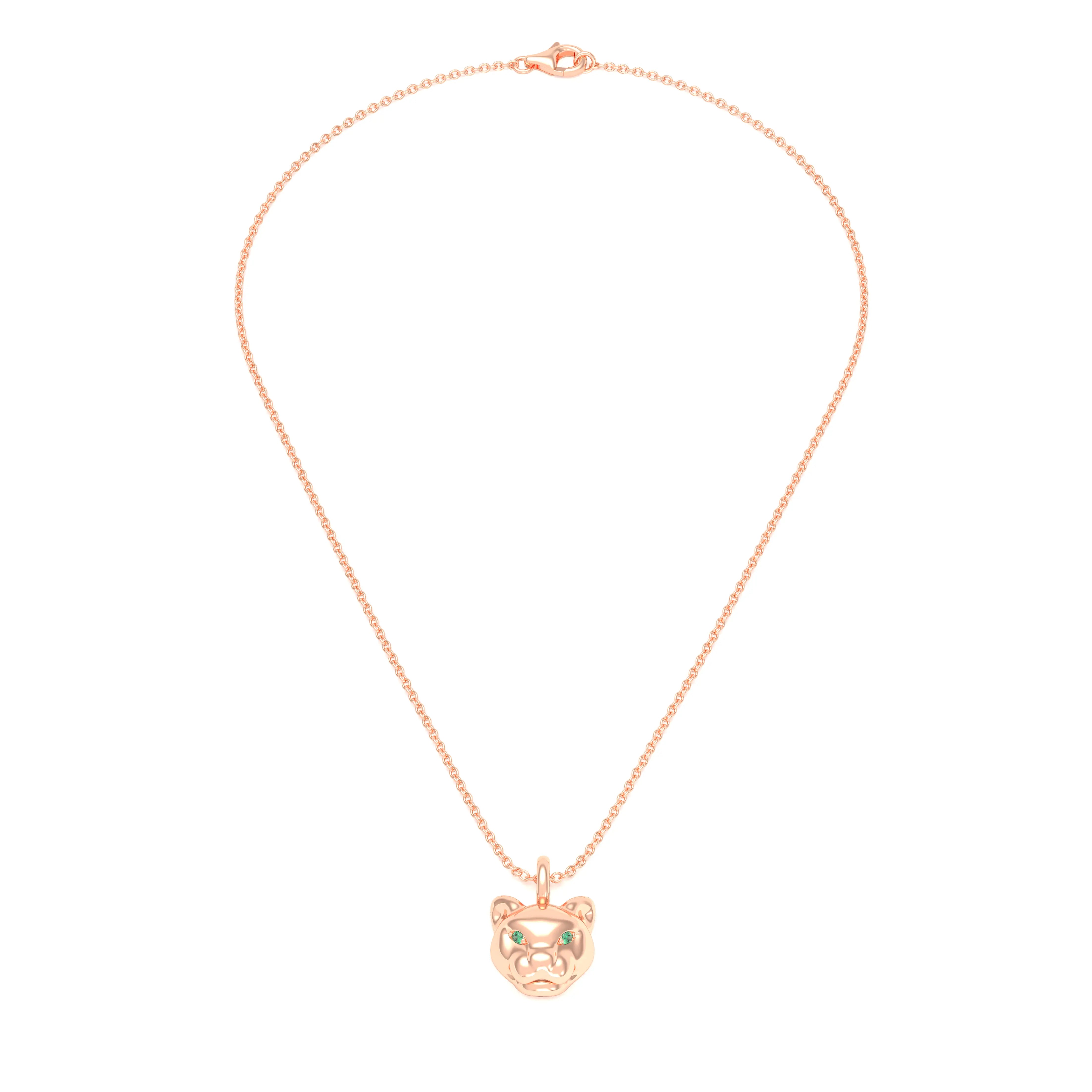 Collier Féline en Or Rose 18k et Pierres Précieuses