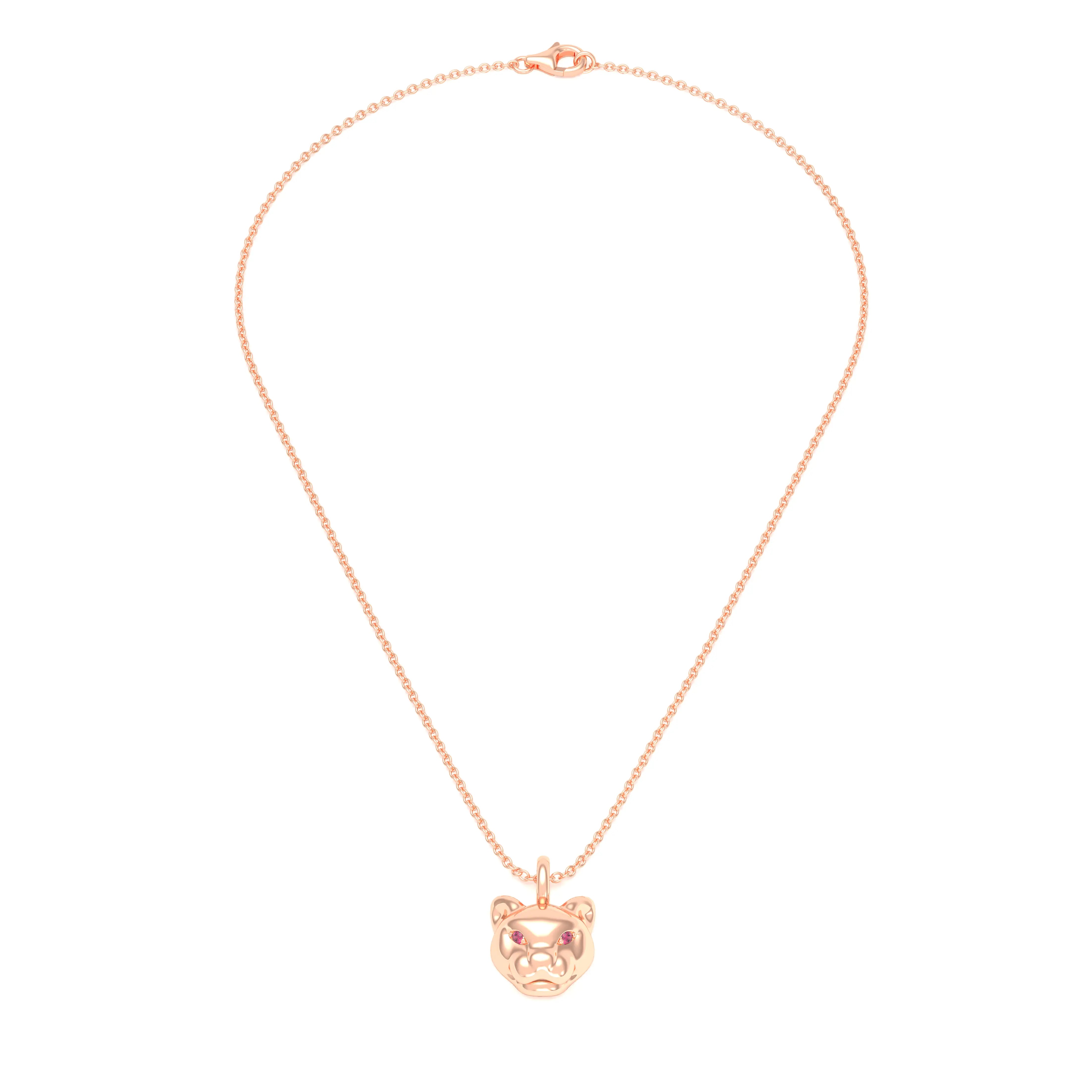 Collier Féline en Or Rose 18k et Pierres Précieuses