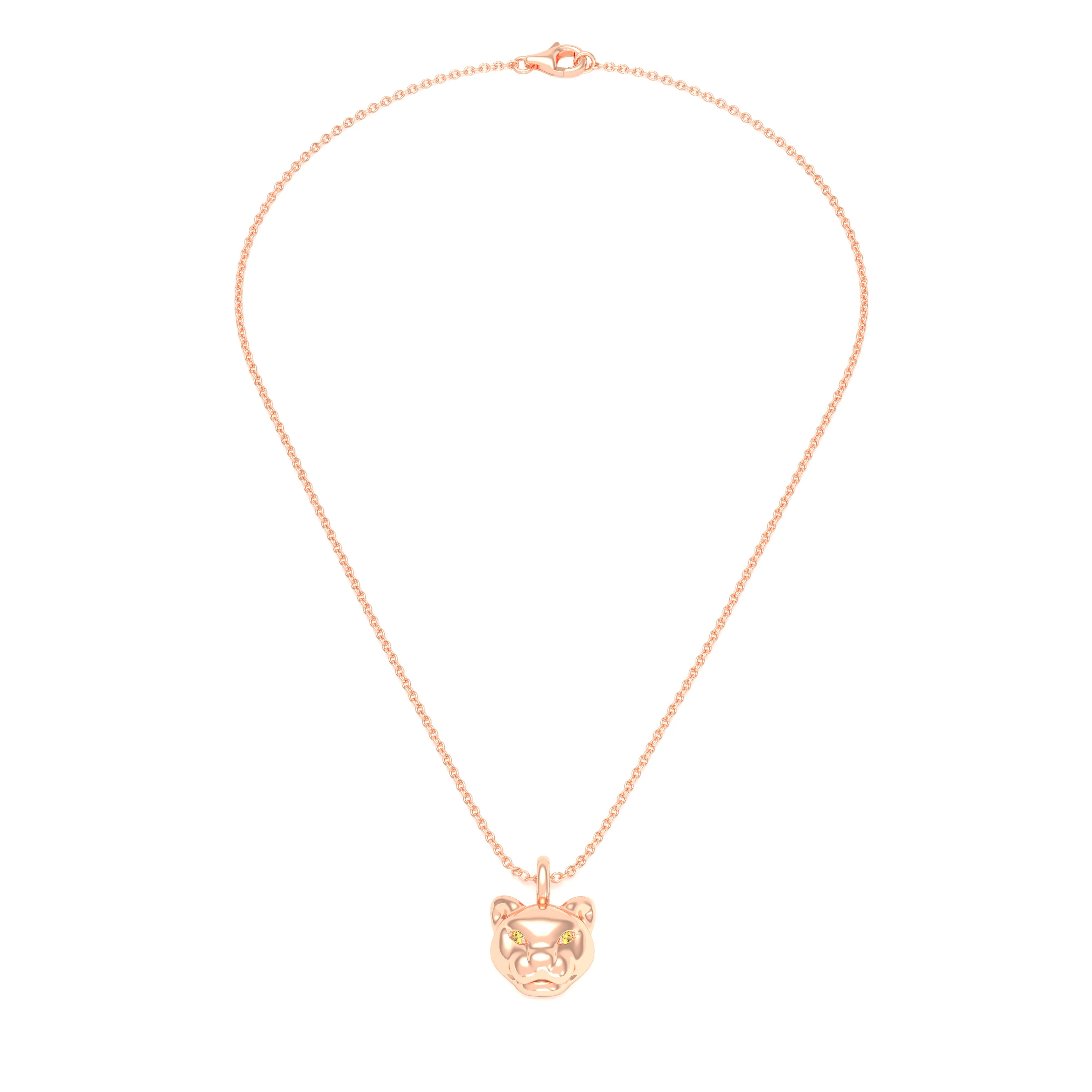 Collier Féline en Or Rose 18k et Pierres Précieuses