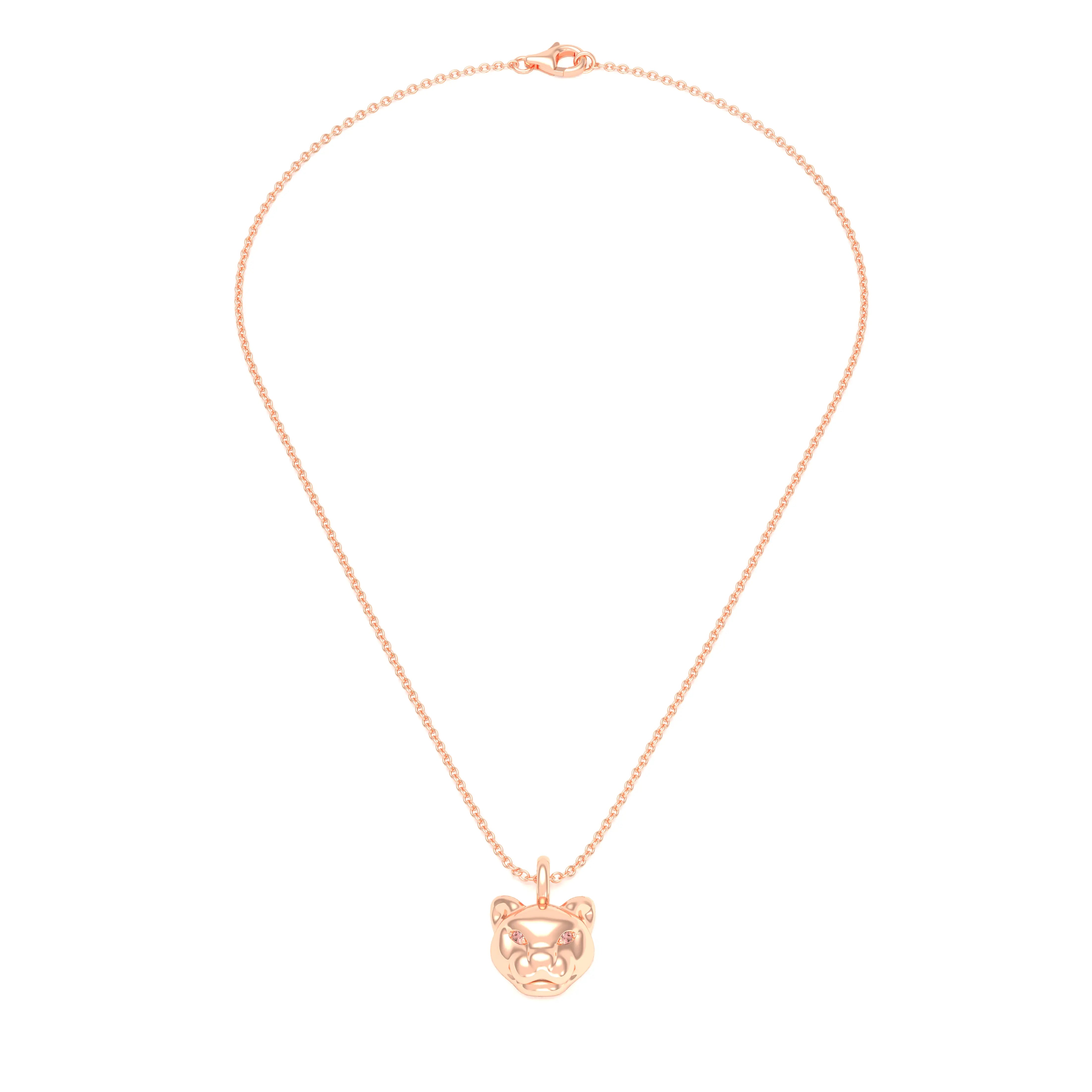 Collier Féline en Or Rose 18k et Pierres Précieuses