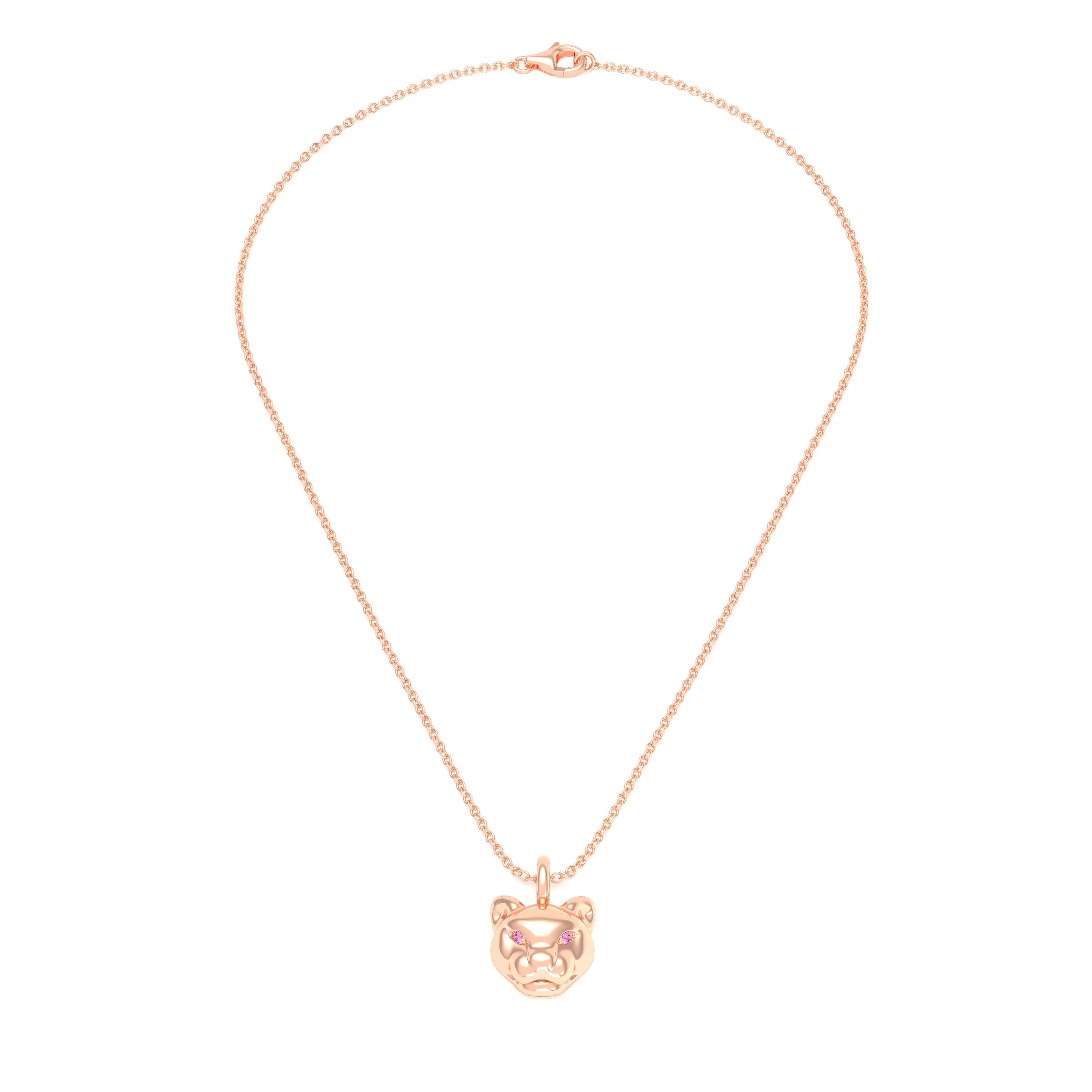 Collier Féline en Or Rose 18k et Pierres Précieuses
