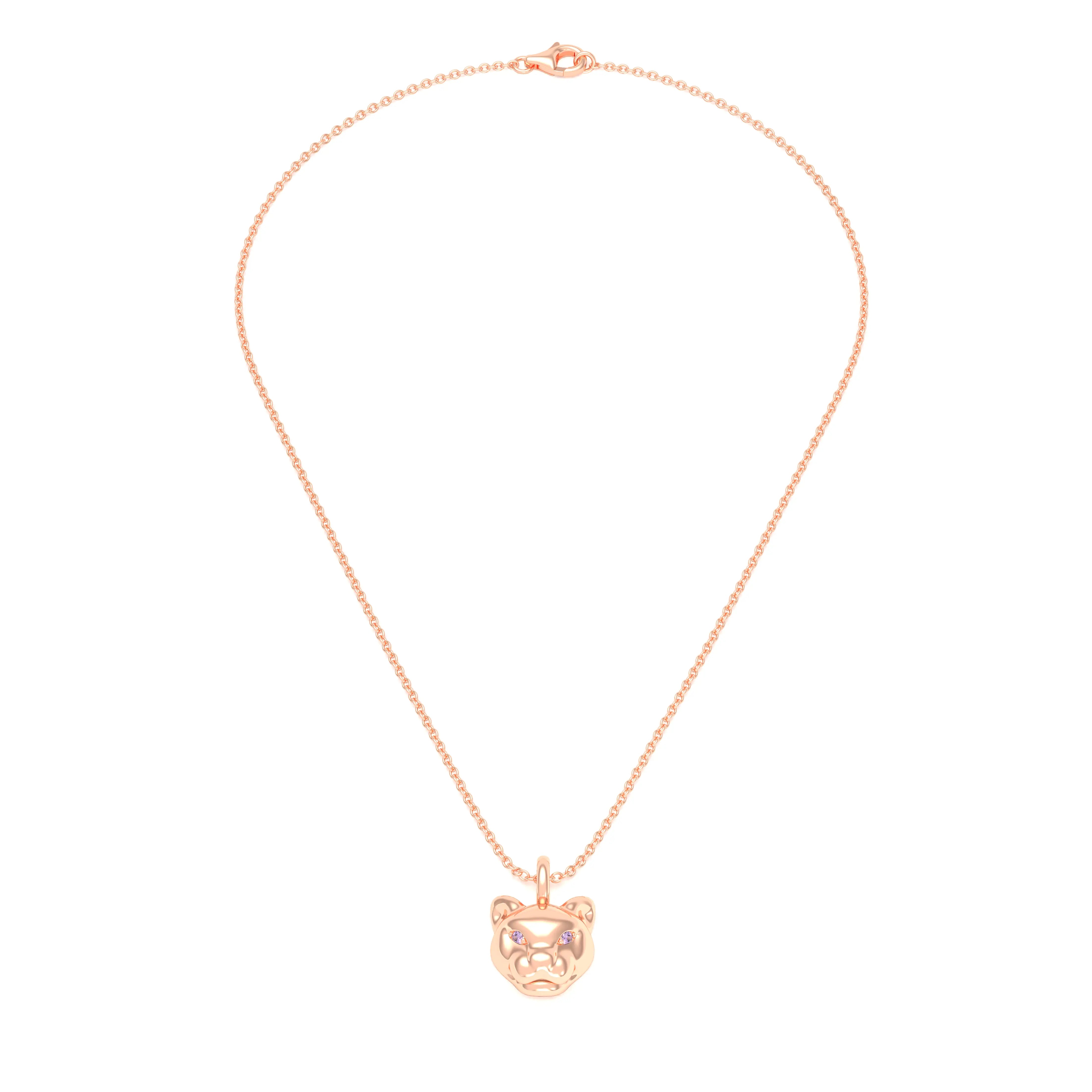 Collier Féline en Or Rose 18k et Pierres Précieuses