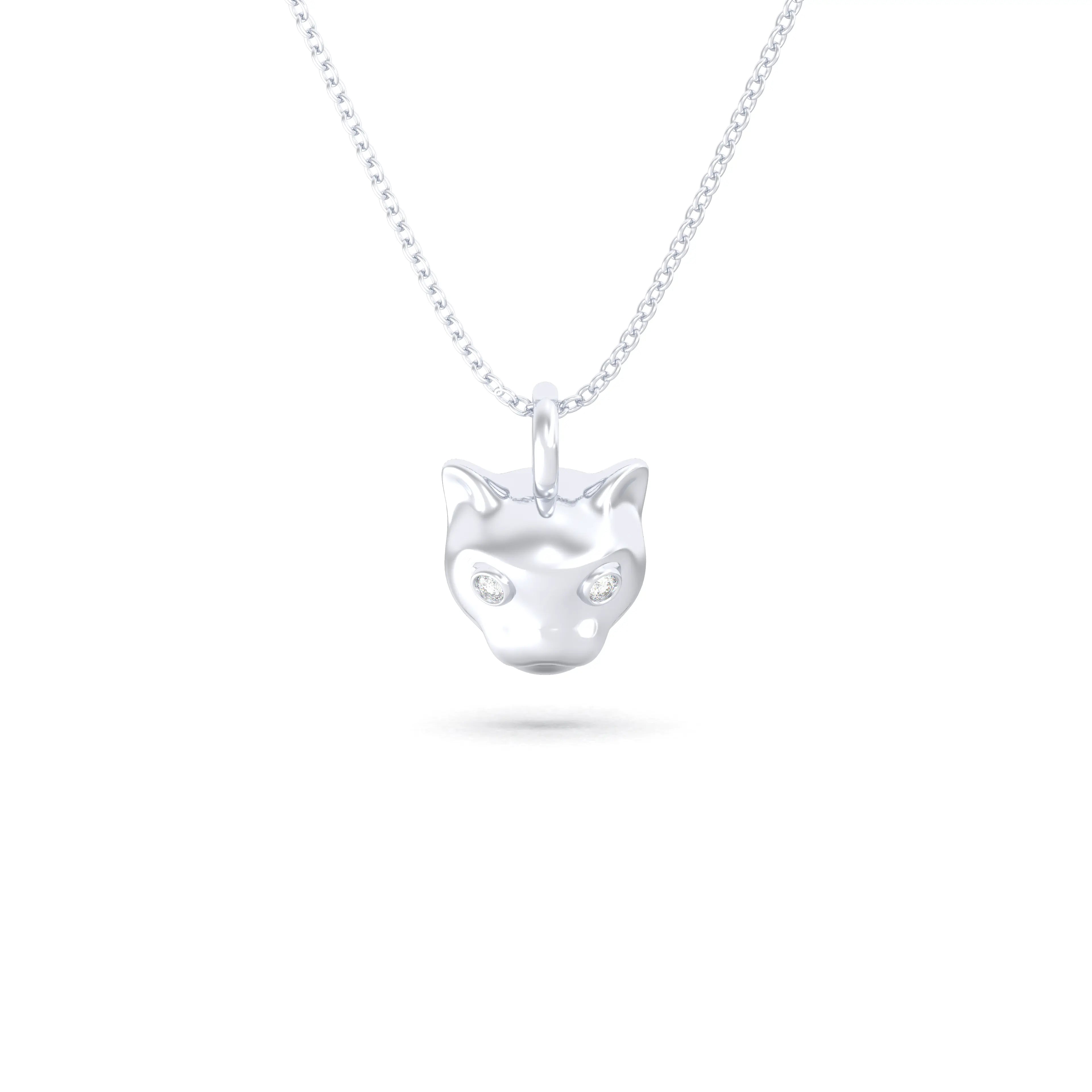 Collier “Féline” en Or Blanc 18k et Pierres Précieuses