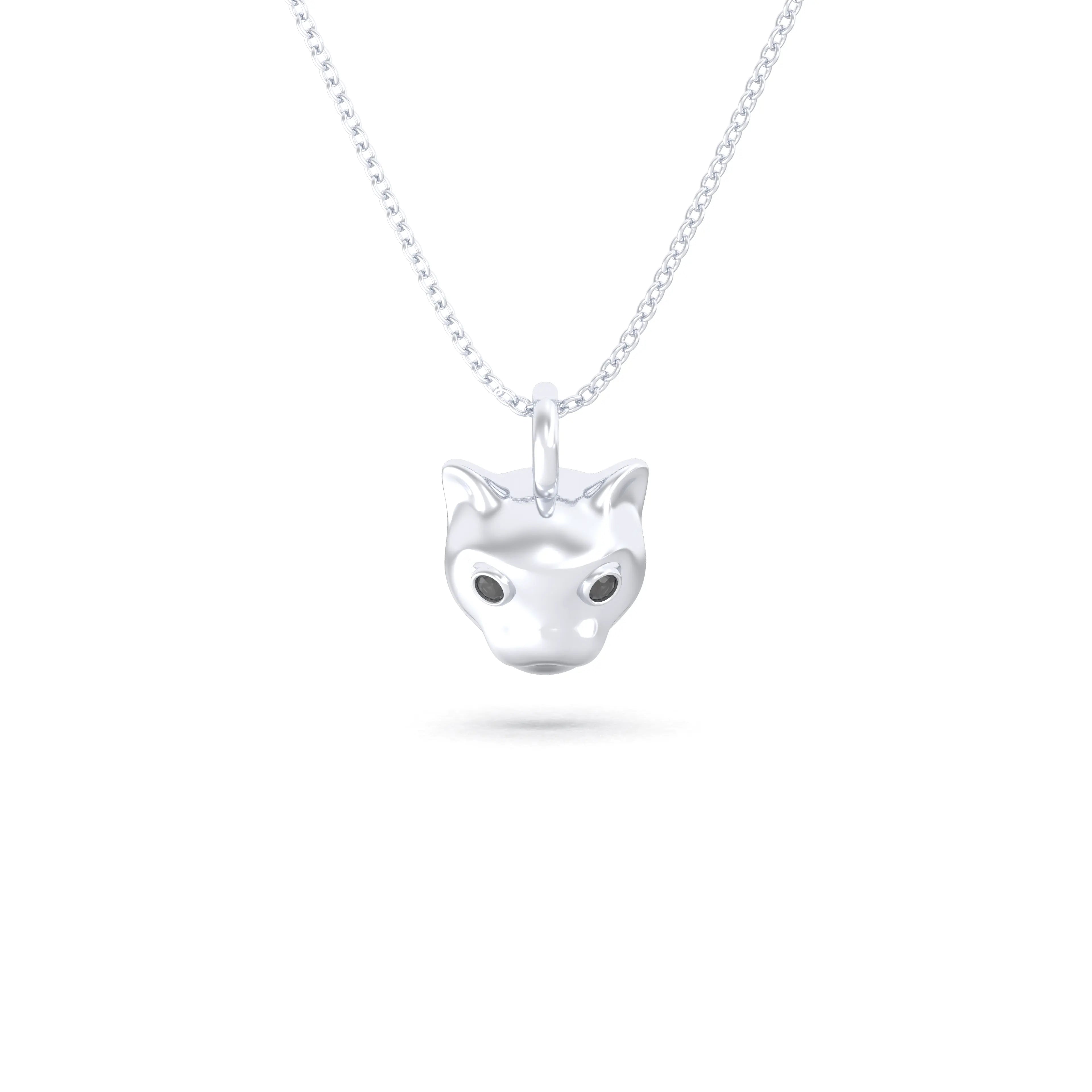 Collier “Féline” en Or Blanc 18k et Pierres Précieuses