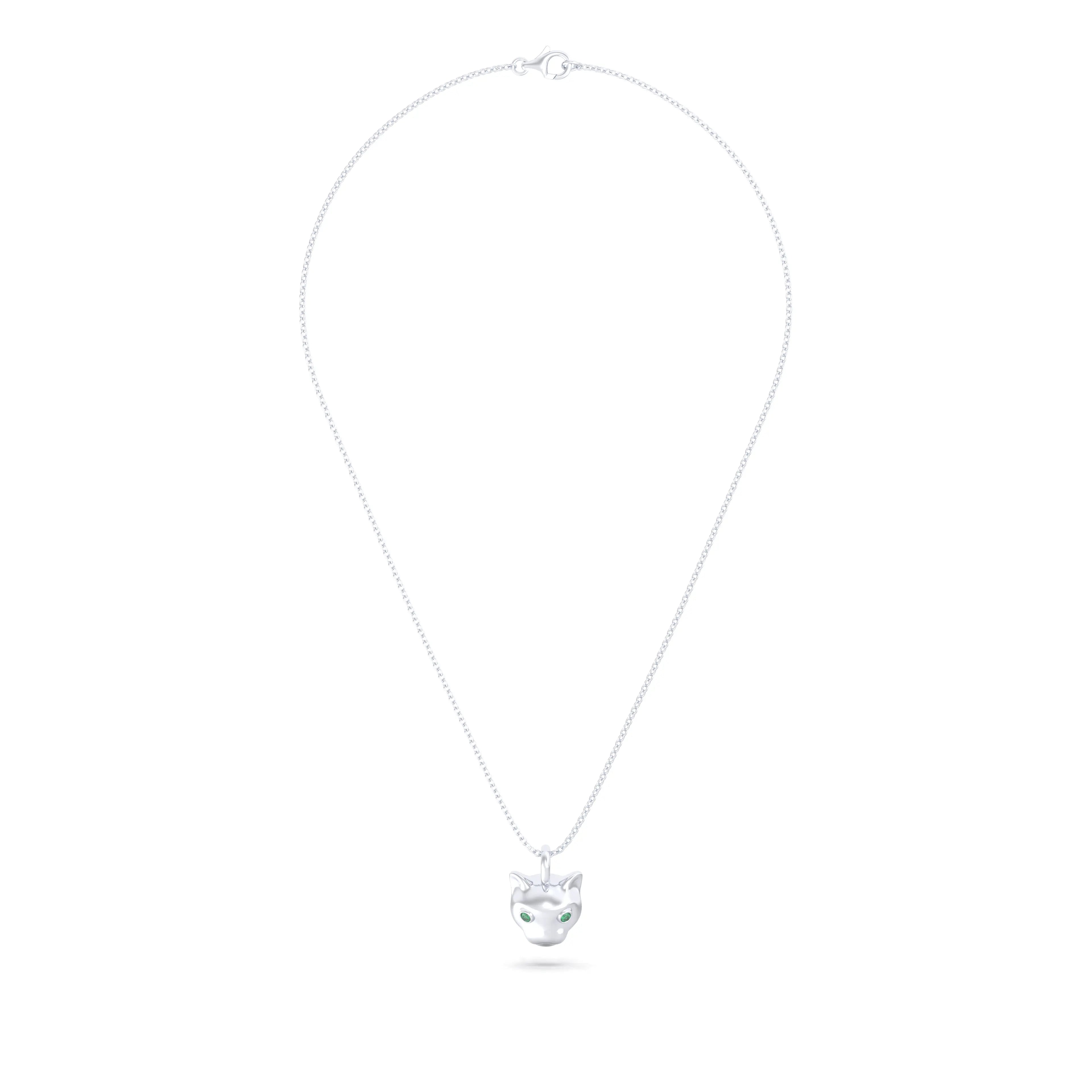 Collier “Féline” en Or Blanc 18k et Pierres Précieuses