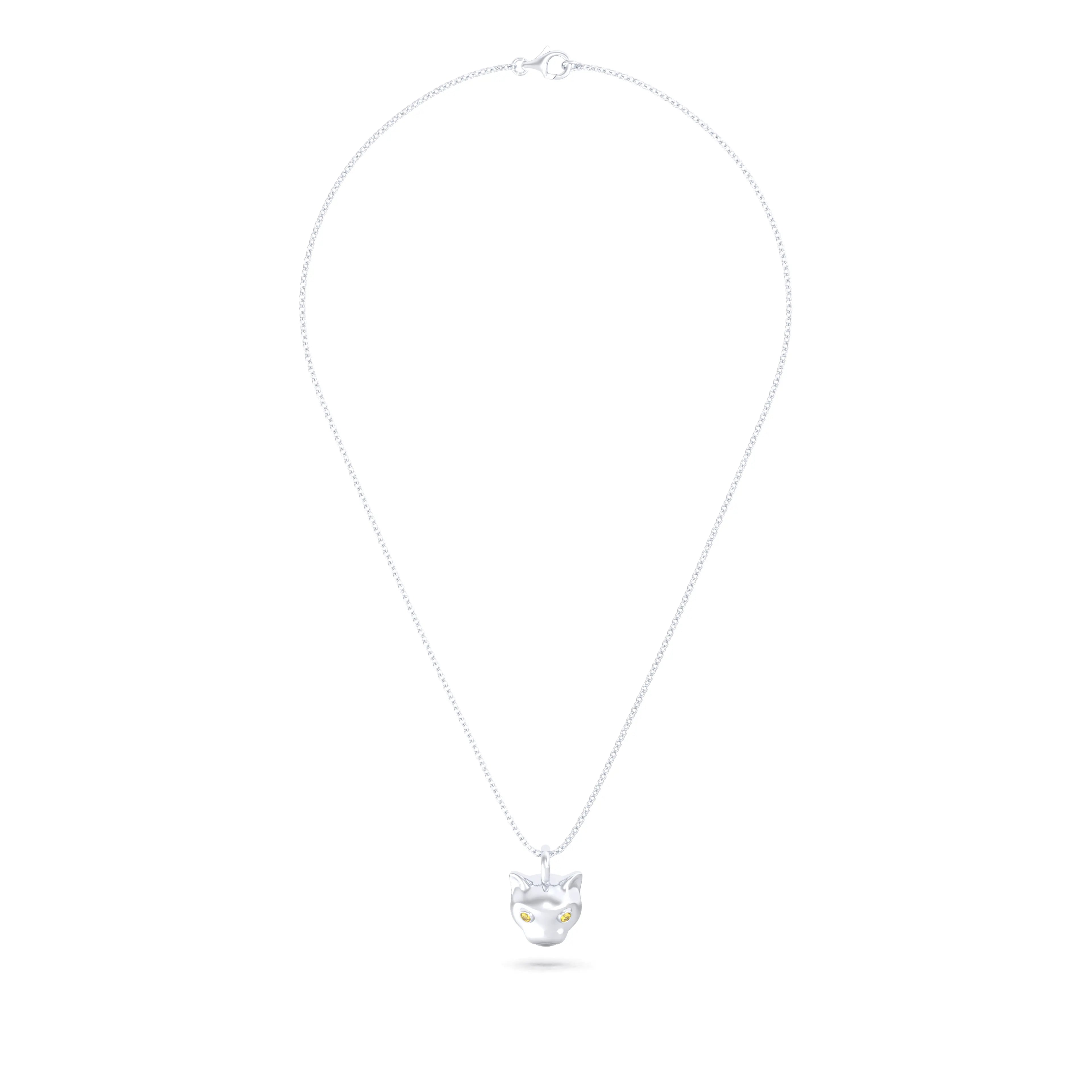 Collier “Féline” en Or Blanc 18k et Pierres Précieuses