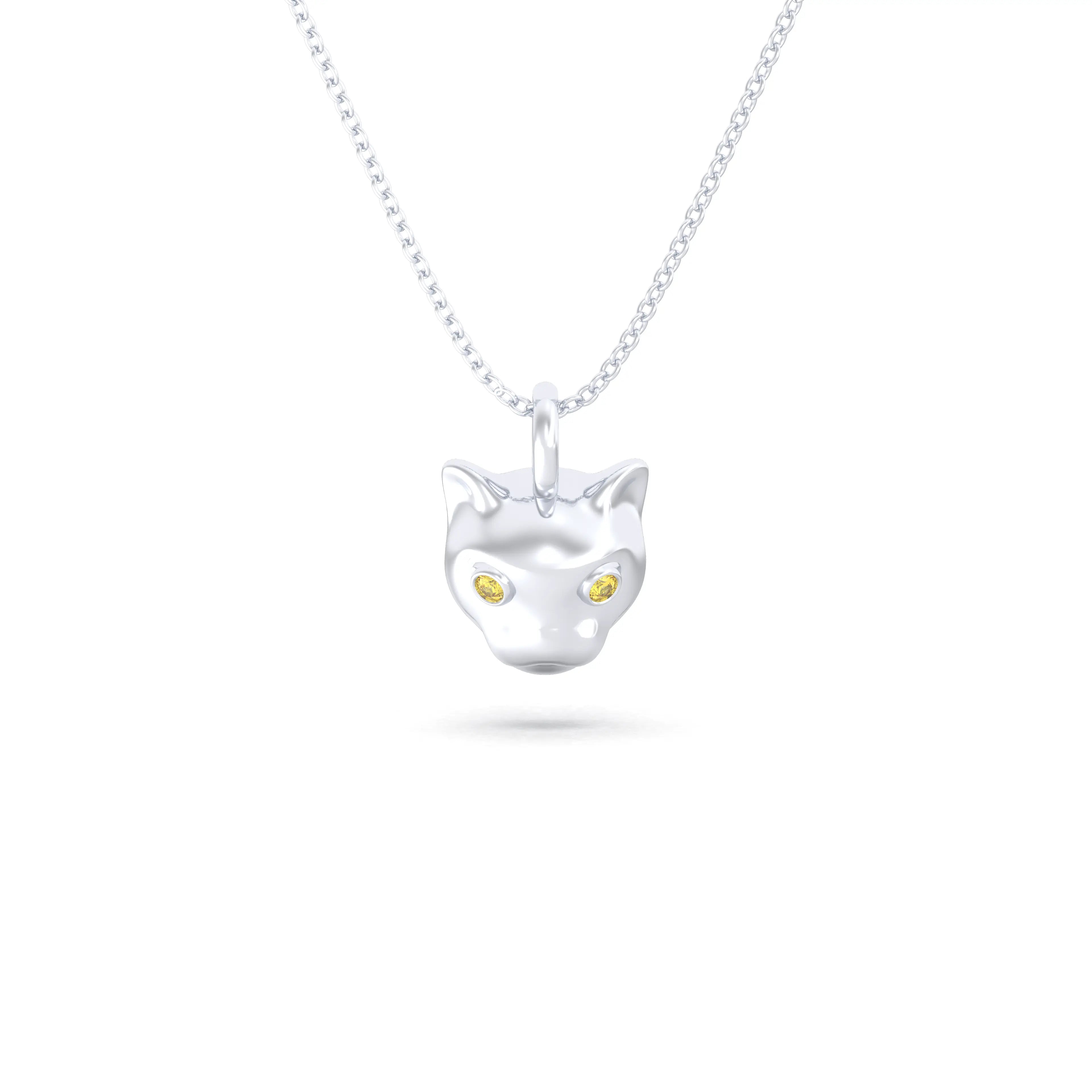 Collier “Féline” en Or Blanc 18k et Pierres Précieuses