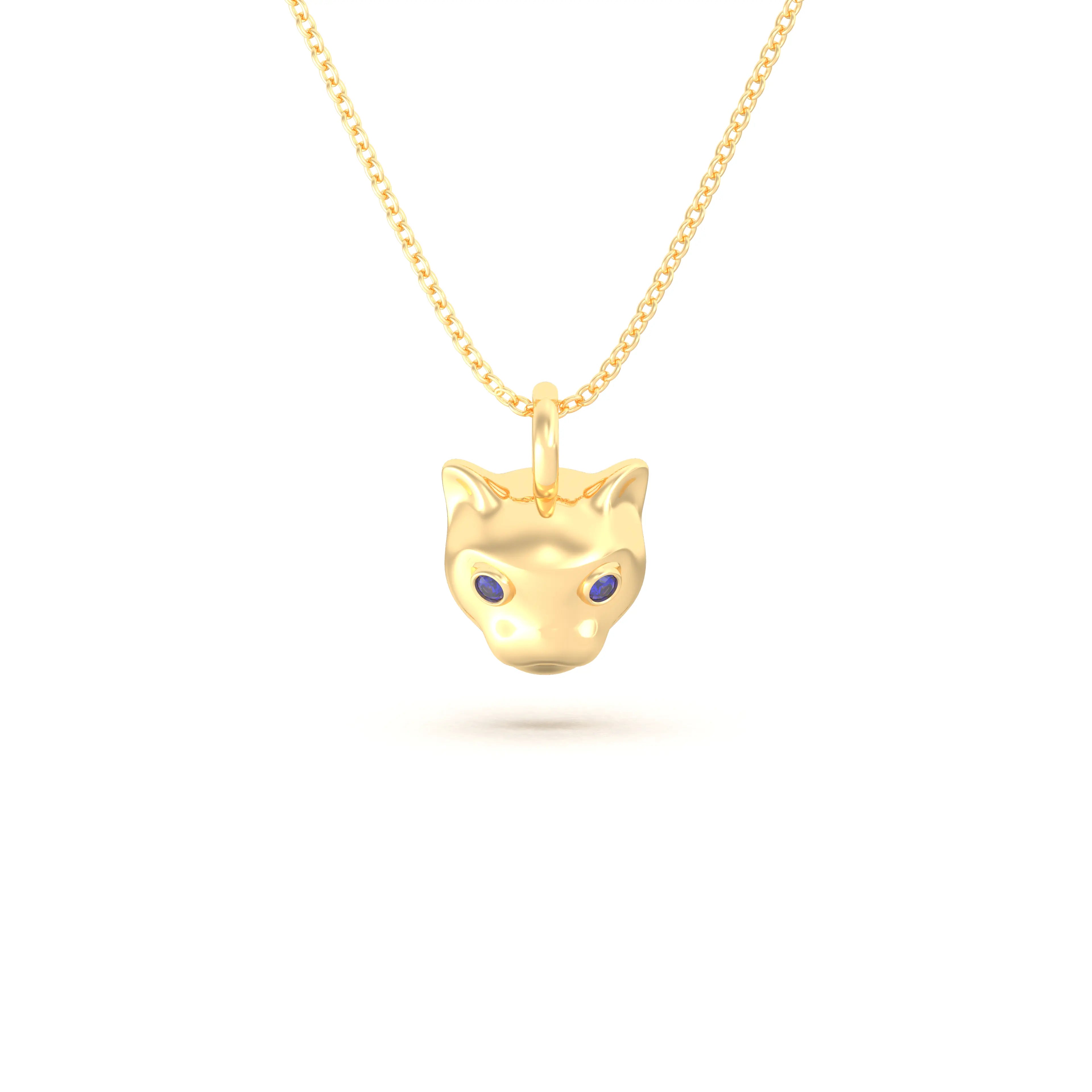 Collier “Féline” en Or Jaune 18k et Pierres Précieuses