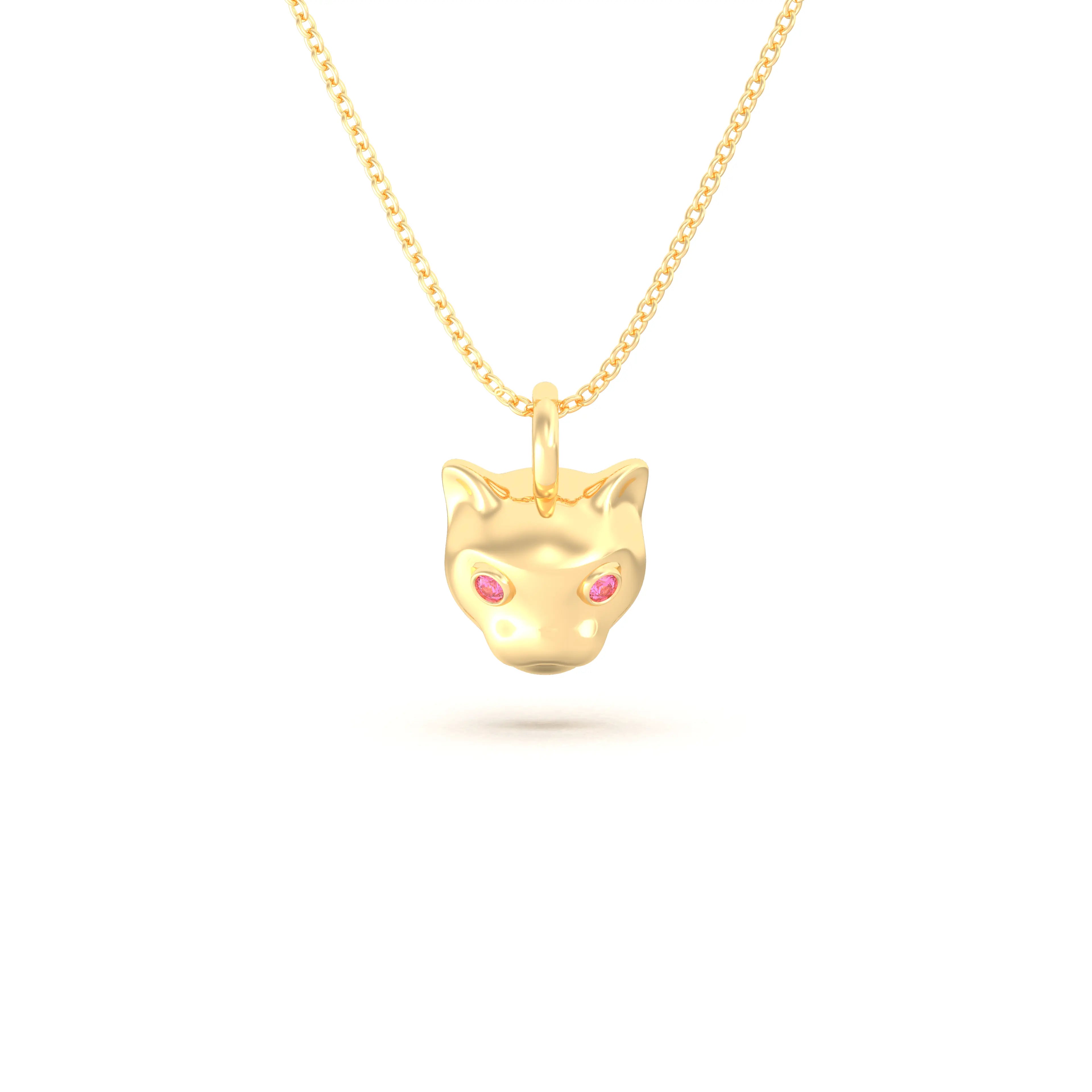 Collier “Féline” en Or Jaune 18k et Pierres Précieuses