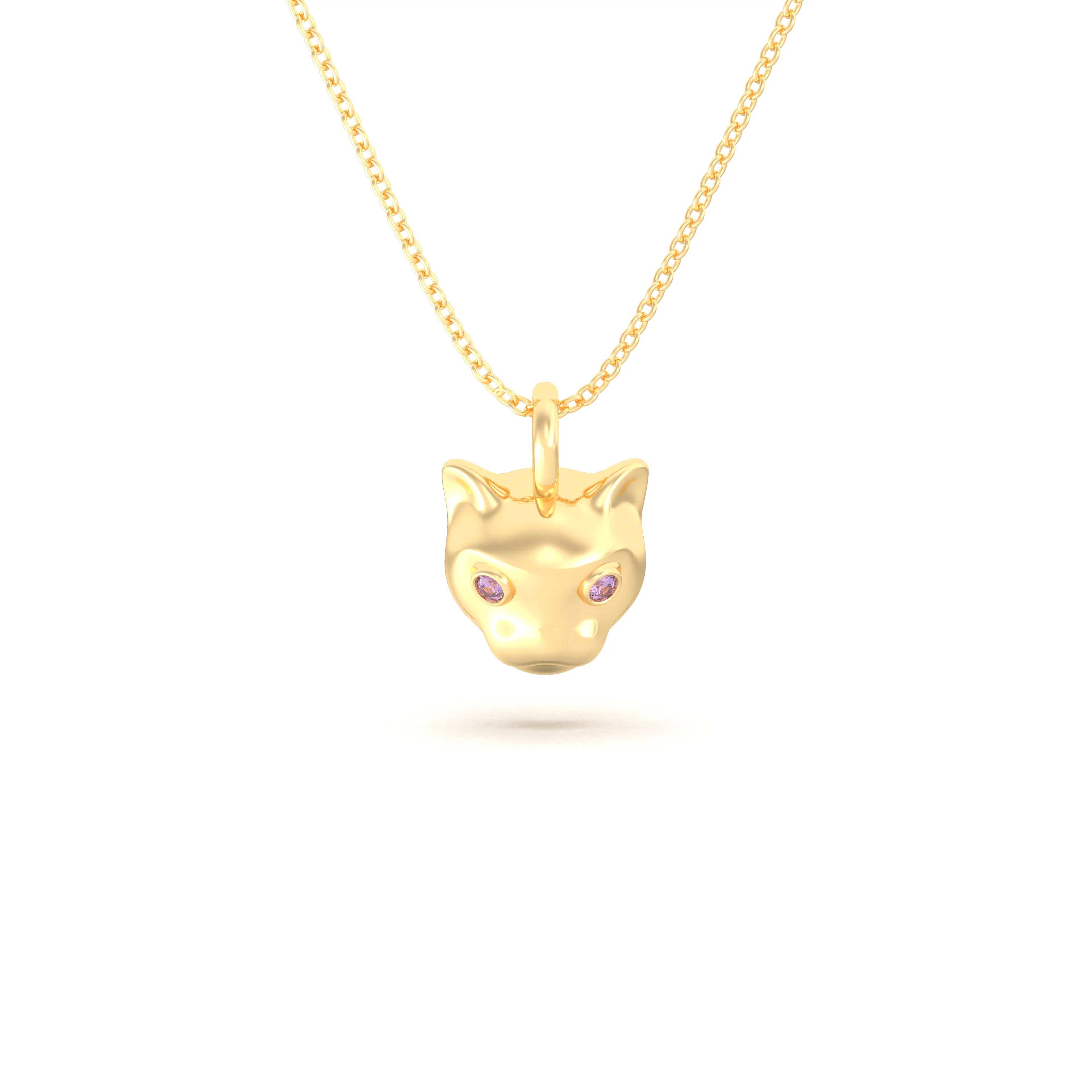 Collier “Féline” en Or Jaune 18k et Pierres Précieuses