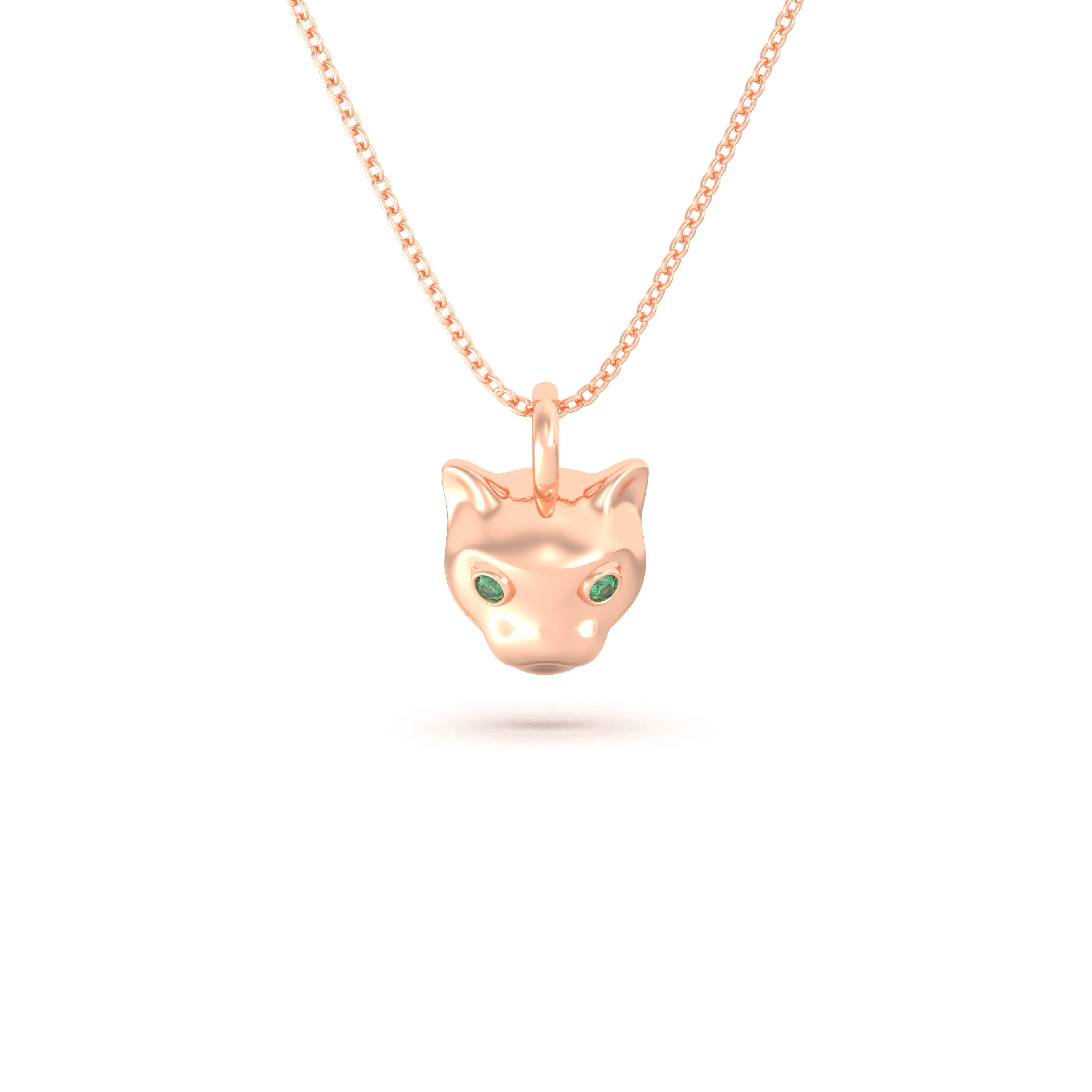 Collier “Féline” en Or Rose 18k et Pierres Précieuses