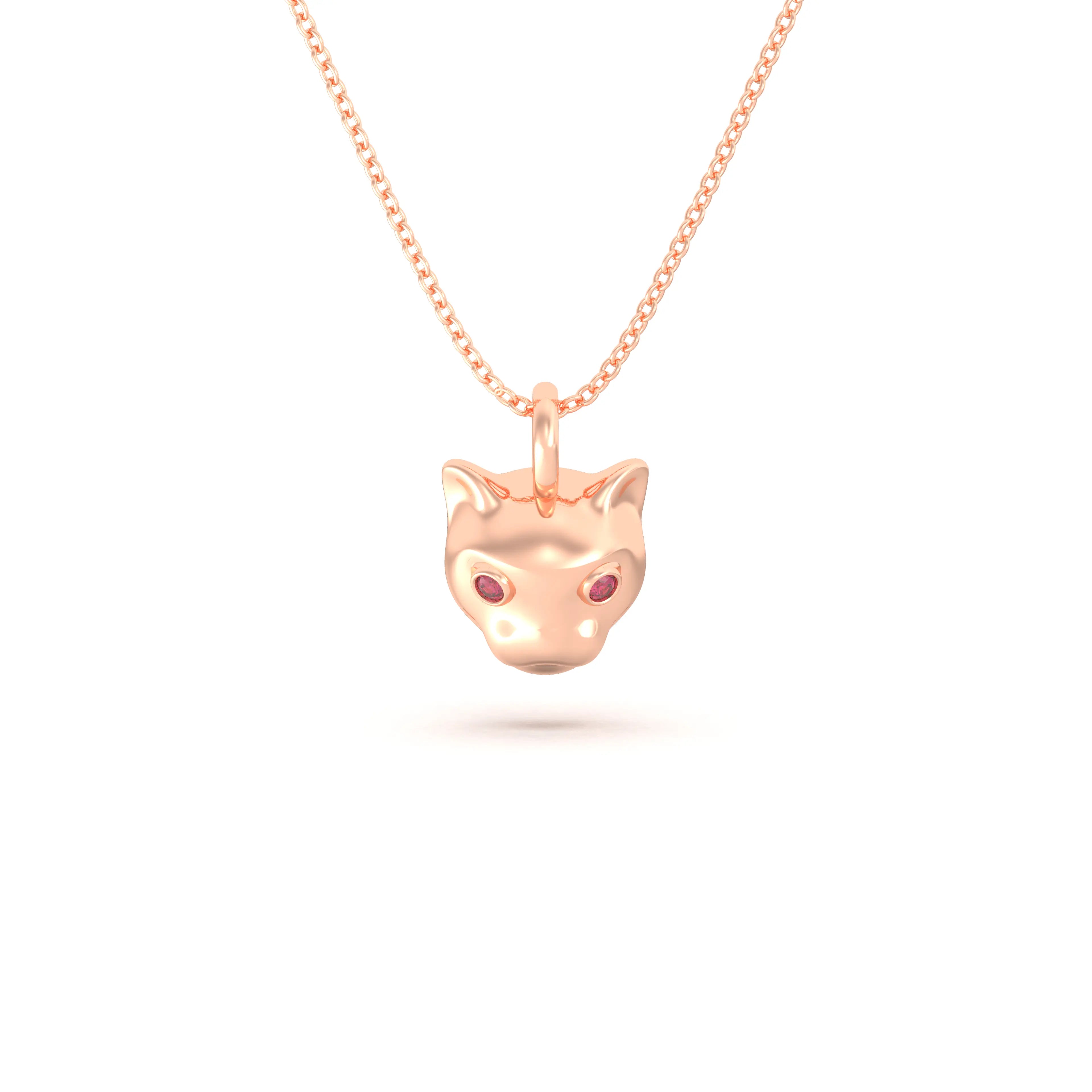 Collier “Féline” en Or Rose 18k et Pierres Précieuses