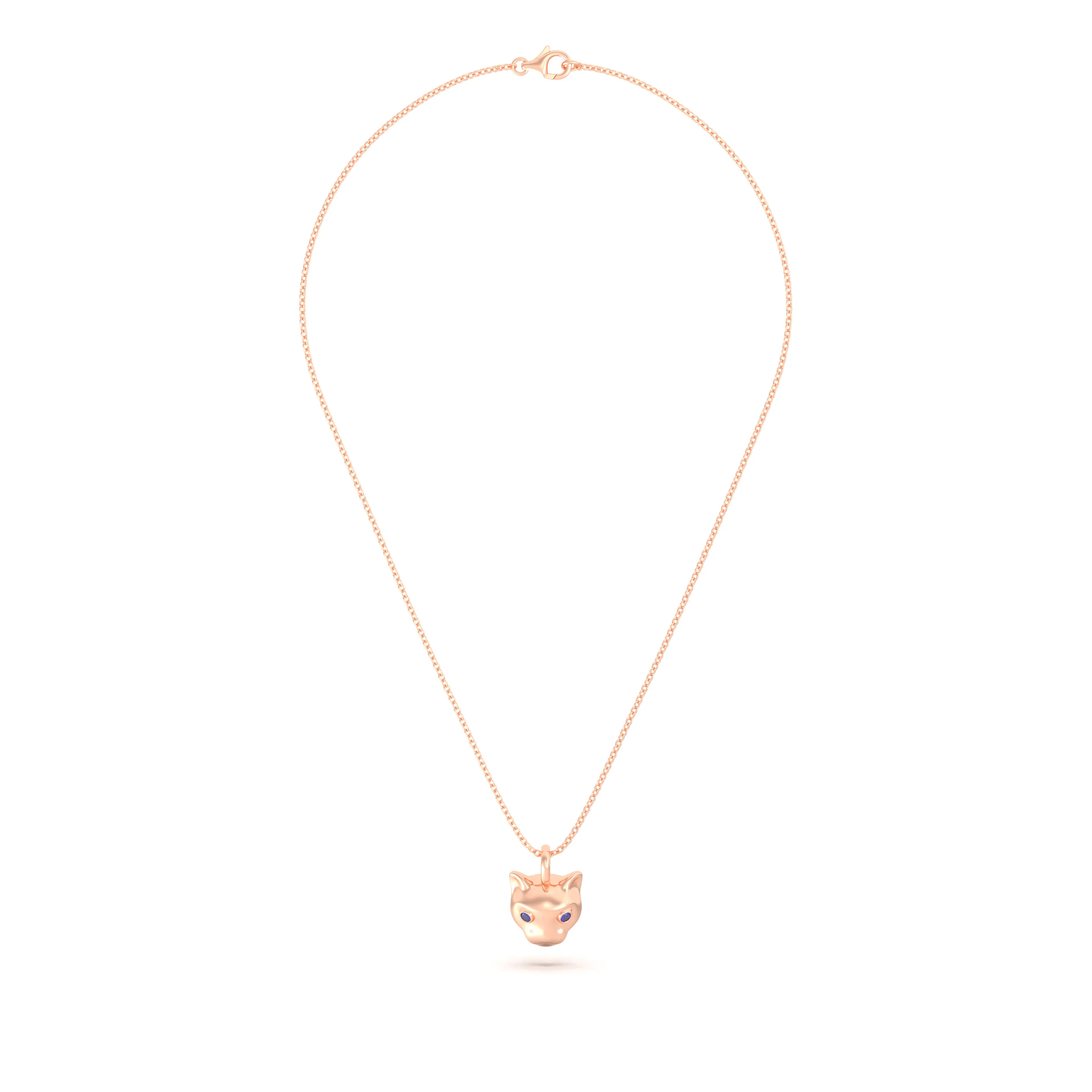Collier “Féline” en Or Rose 18k et Pierres Précieuses
