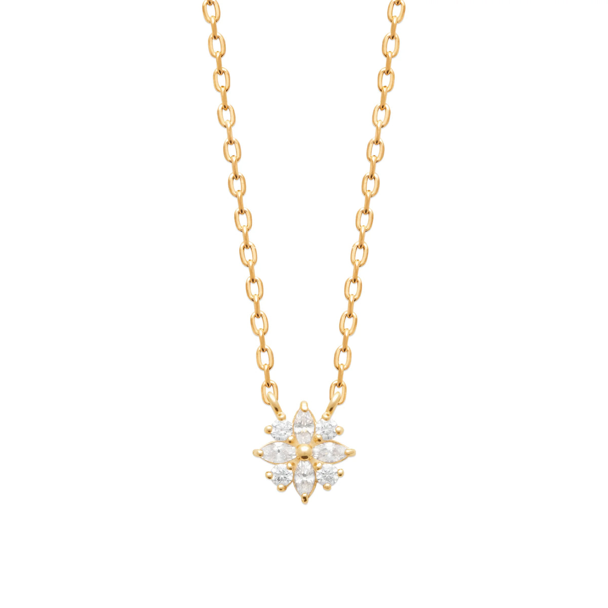 Collier fleur de zircons en plaqué or