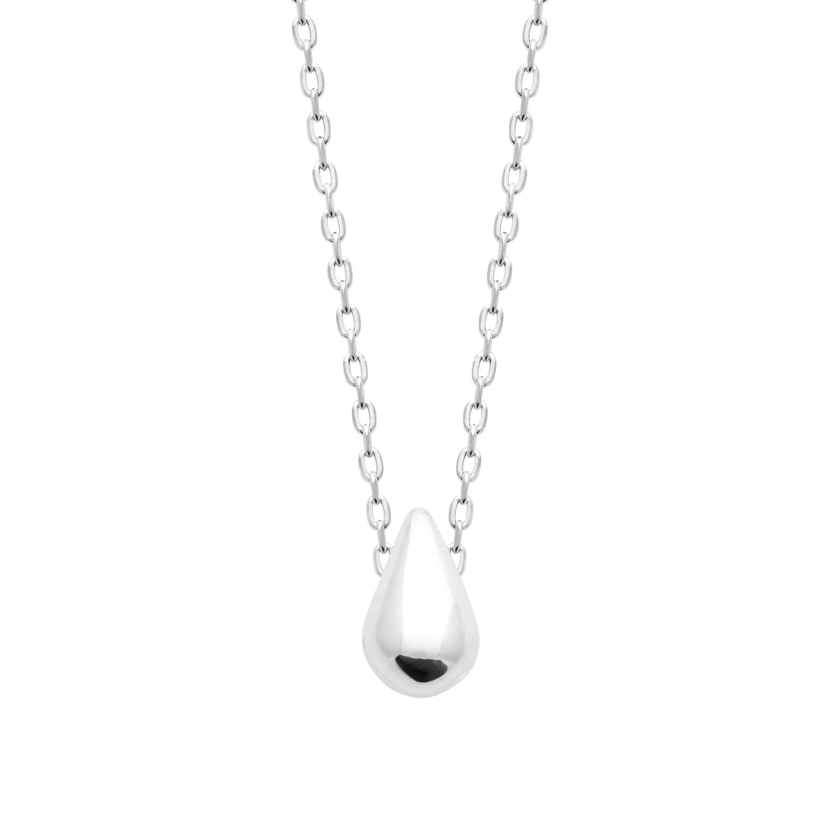 Collier goutte bombée en argent 925 rhodié 45 cm