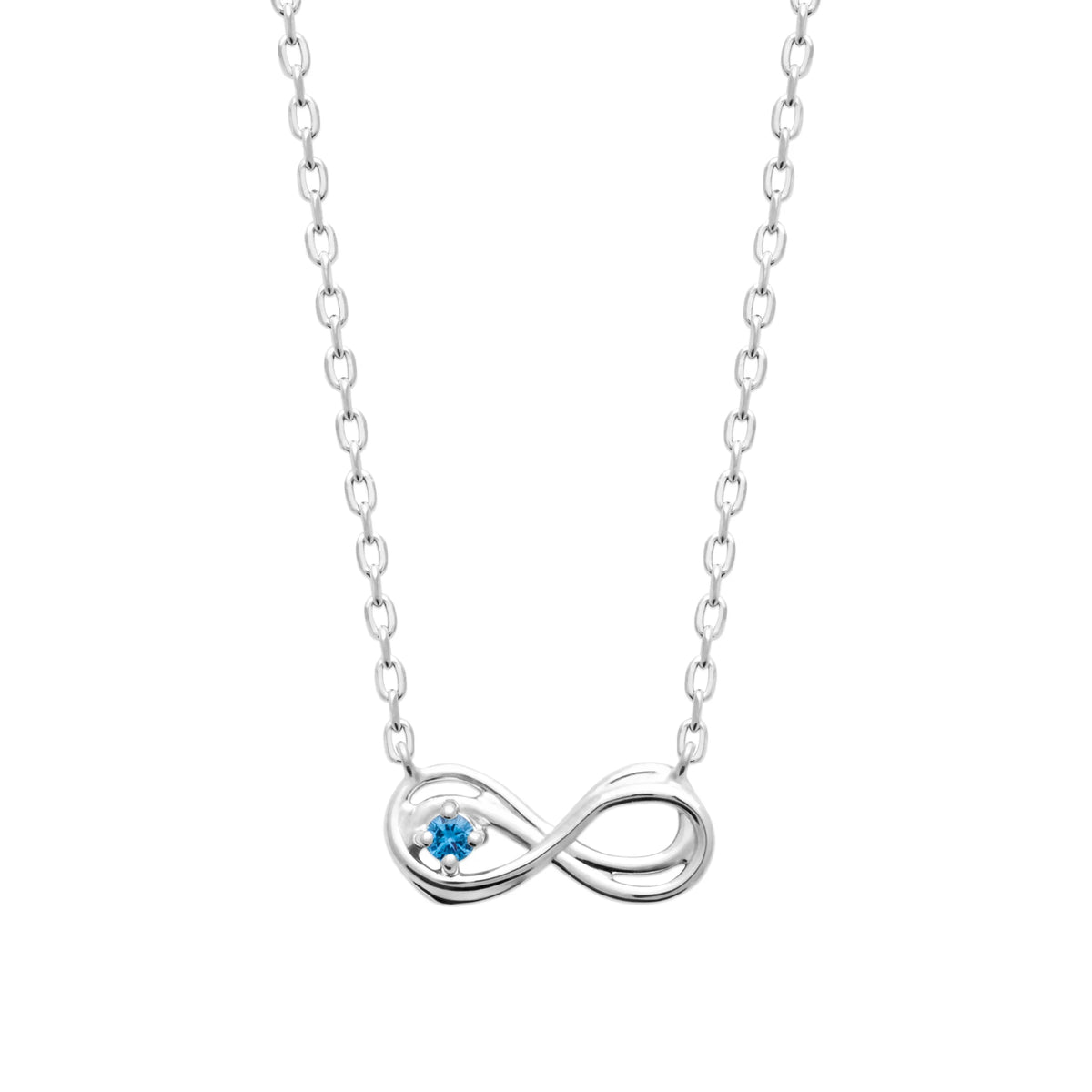 Collier infini poli et pierre bleu ciel en argent 925