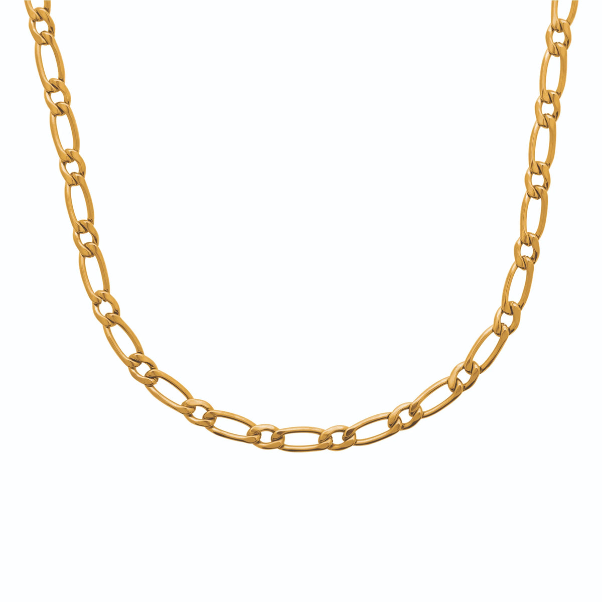 Collier maille figaro fine en acier PVD doré homme
