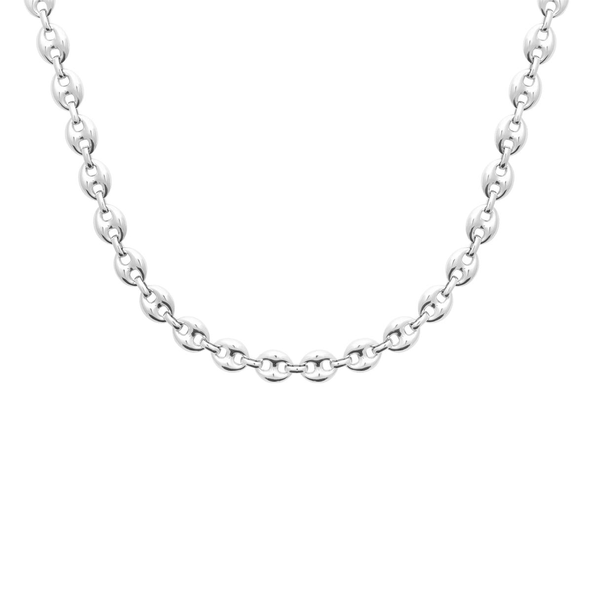 Collier maille grain de café en acier PVD argenté homme
