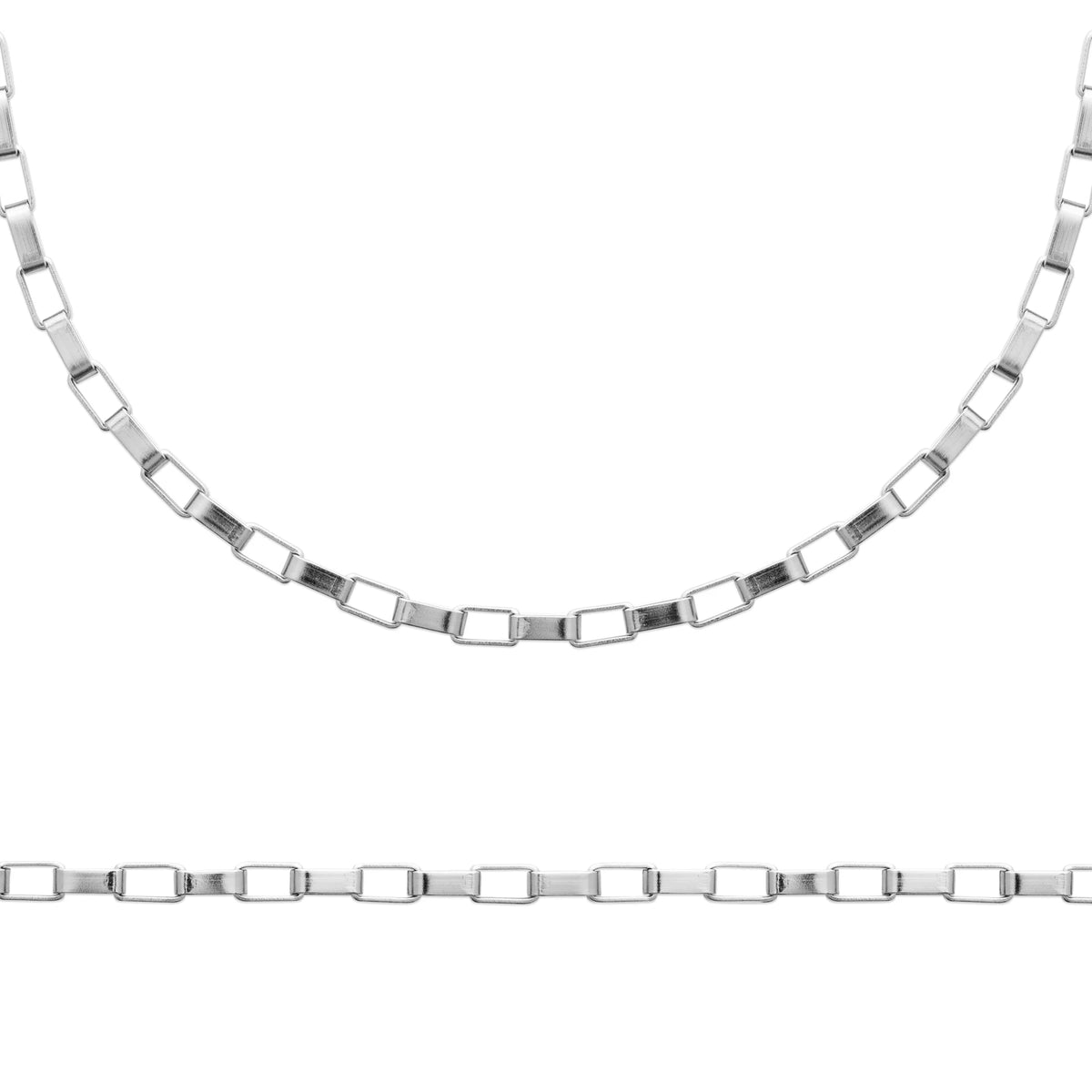 Collier maillons rectangulaires allongés en acier homme