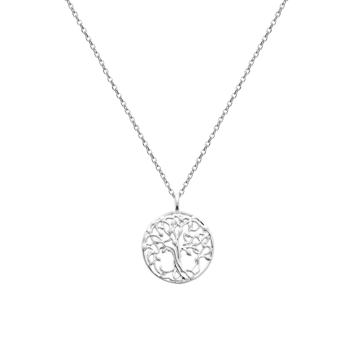 Collier médaille arbre de vie ajourée cerclée en argent 925