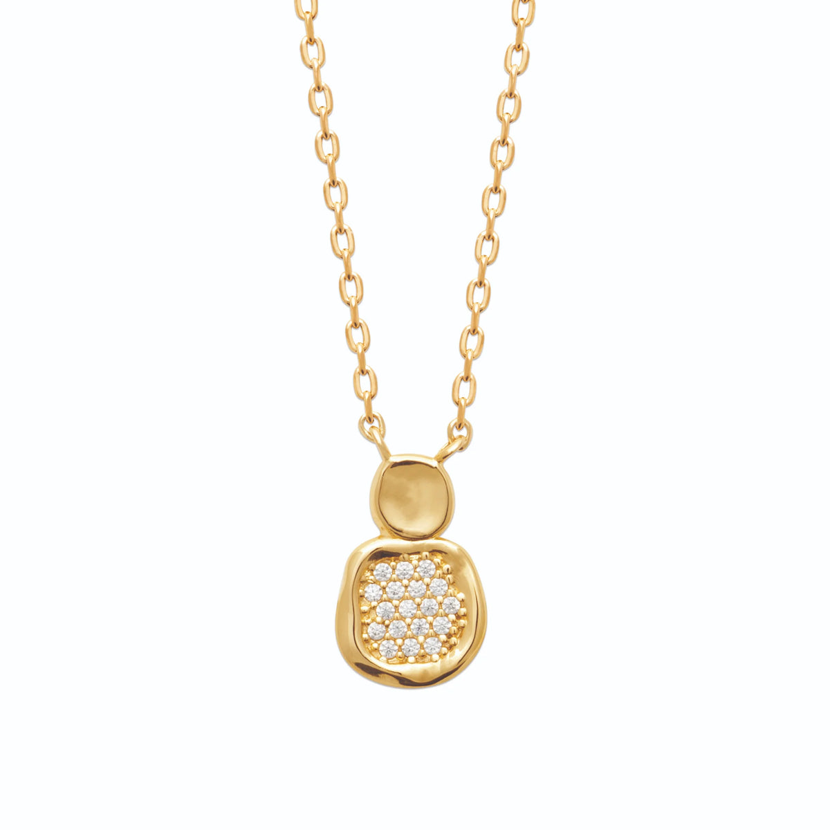 Collier médaille pavée de zircons enfant en plaqué or, 45 cm